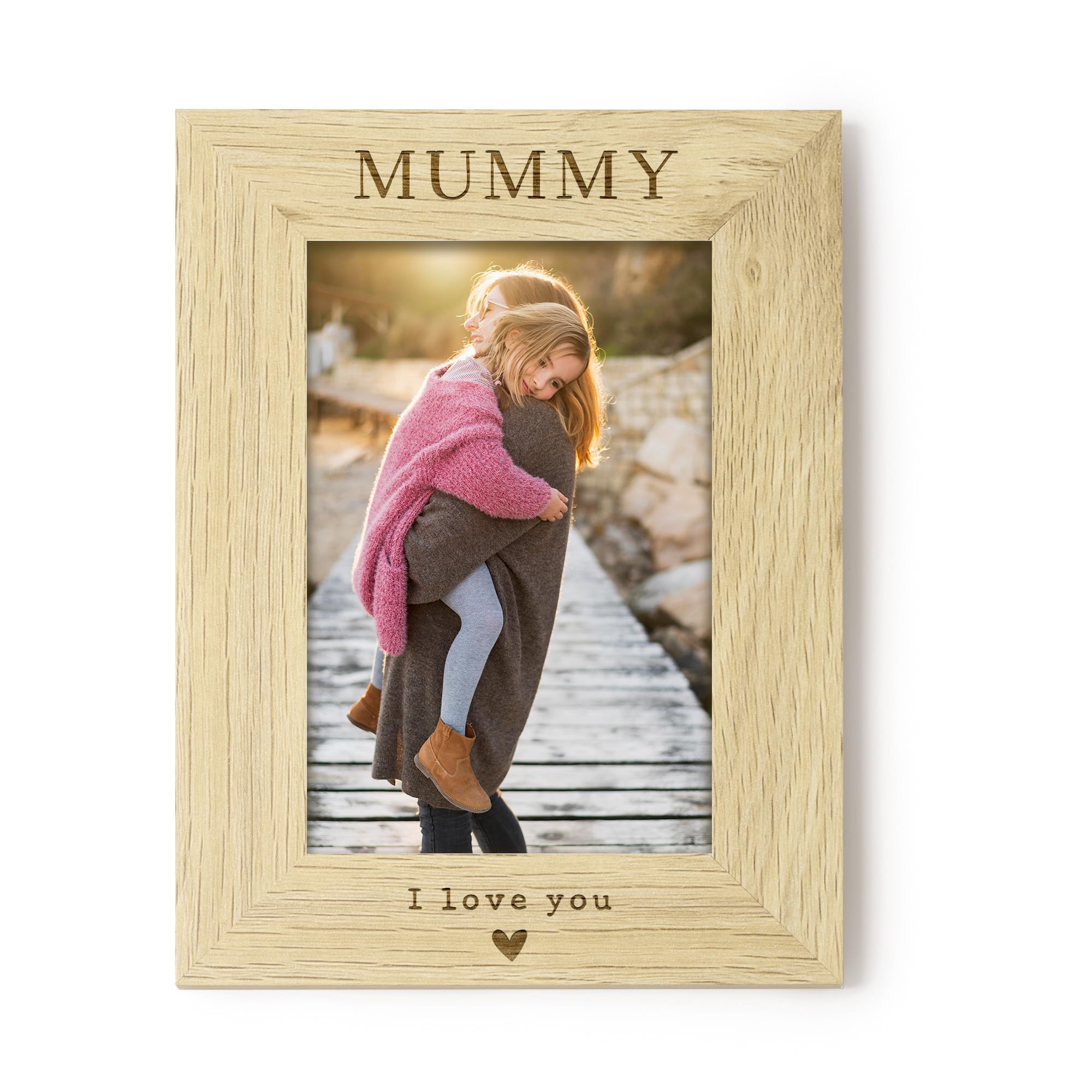 Mummy I Love You Photo Frame 4x6, Engraved Wooden Picture Frame for Mummy, Mothers Day Gift from Child, Children, Mum, Mom, Birthday Gift, Mum Keepsake Frame (Landscape)