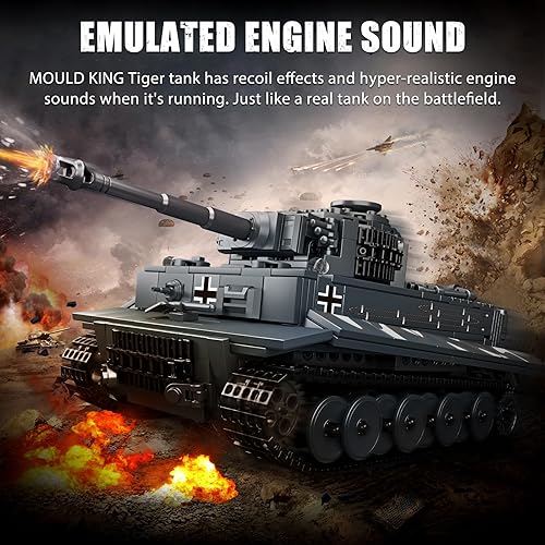 Miniatura 3 de Mould King MOC - Juego de bloques de construcción de tanque de tigre, control remoto por aplicación, kit de bloques de construcción de vehículos