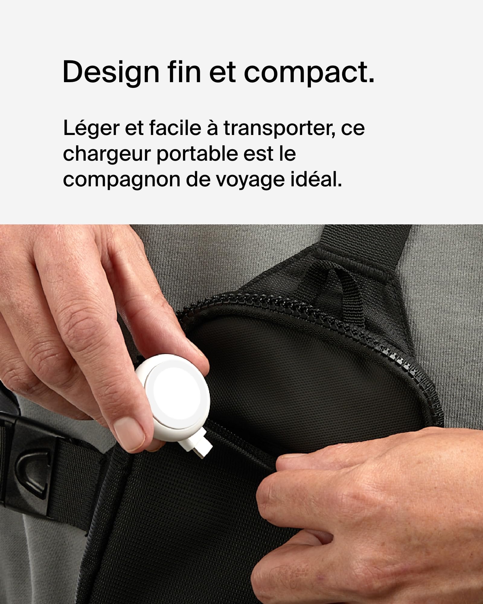Belkin BoostCharge Chargeur Portable USB-C pour Apple Watch, Certification MFi, pour Apple Watch Series 11, 10, 9, 8, 7, Ultra, Produit Compatible avec MacBook, iPhone 17, Air, 16, 15 - Blanc