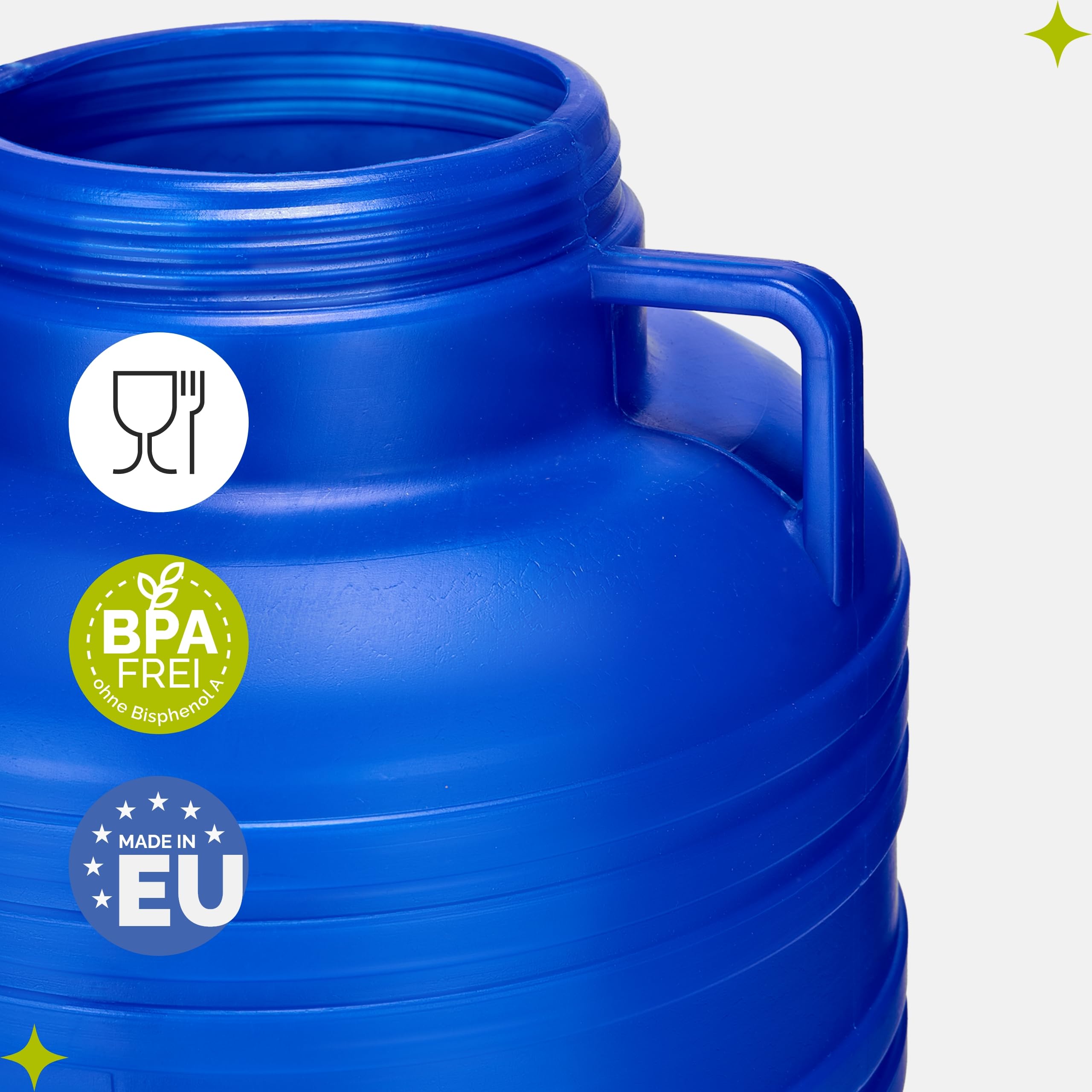 Garronda Set 5X 20 Liter Weithalsfass BPA-frei Futtertonne Fass Universalfass Lebensmittel Fass Regenfass für Garten Regentonne mit Deckel Regenwassertonne für Garten Wassertonne GD-0126 Blau