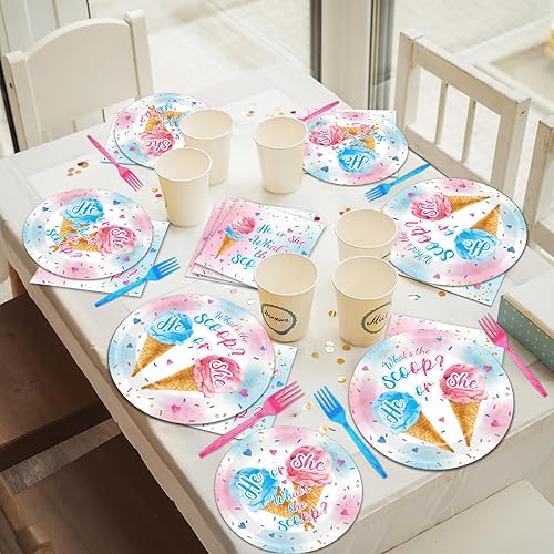 Vista 98 de ZOIIWA - Juego vajilla desechable 96 piezas de Little Boo para baby shower, suministros fiesta fantasmas para 24 invitados, platos, servilletas