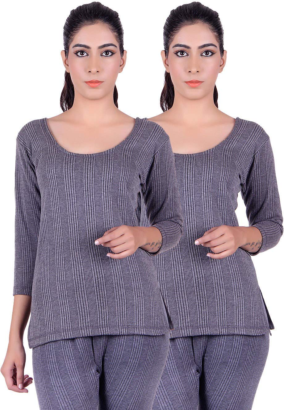 homry Unix Premium Women's Thermal Winter Wear Grey 3/4 Sleeve Top Ladies Body Warmer/Female Winter Innerwear Set of 2-picture-41