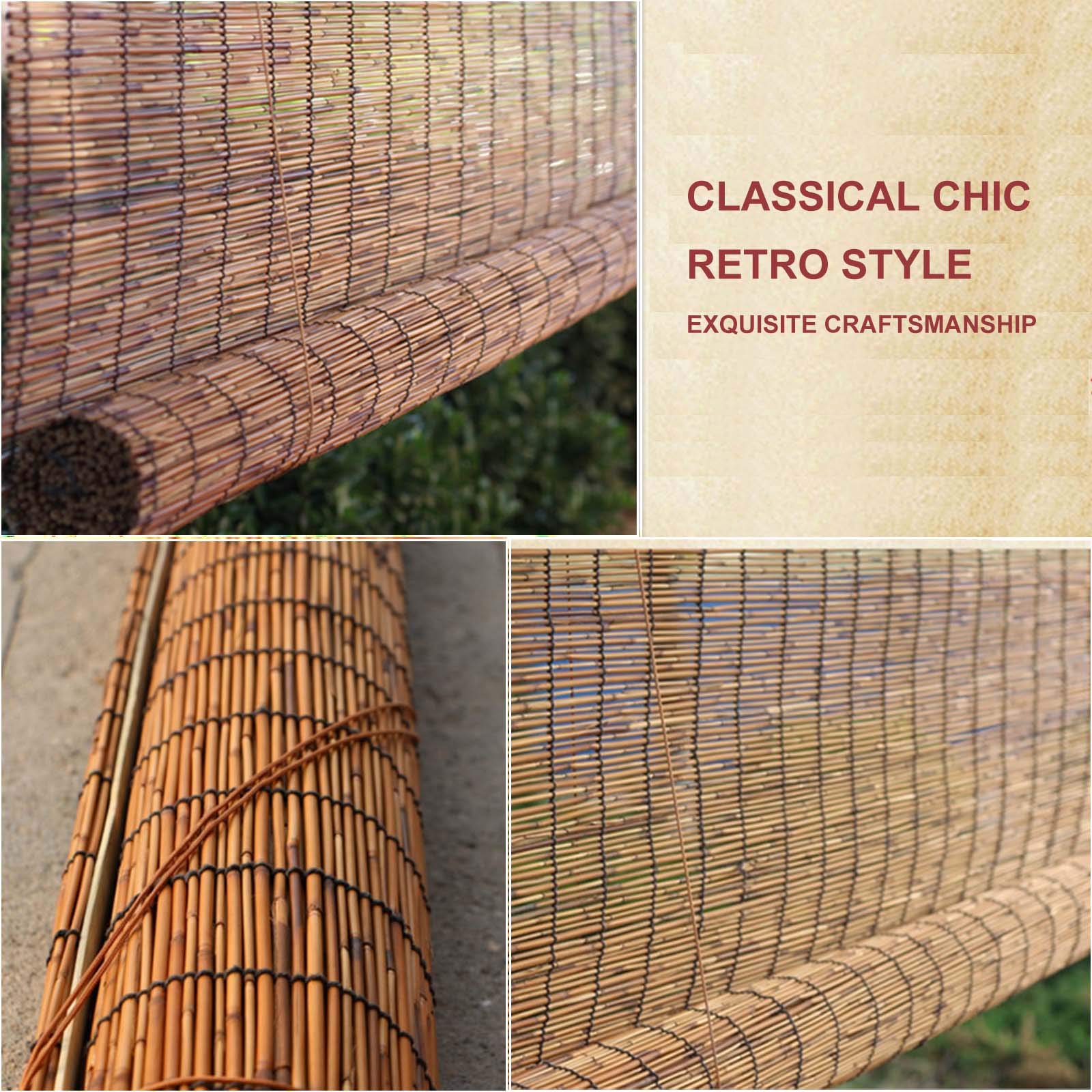 Jolan Natürlicher Bambusrollo,Blackout Rollo Bambus Für Den Außenbereich,Anhebende Reed Vorhang,Dekoration Für Bambusjalousien,Garten,Terrasse,Schilf Vorhang Innenbereich,Raffrollo,120x140cm/47x55in