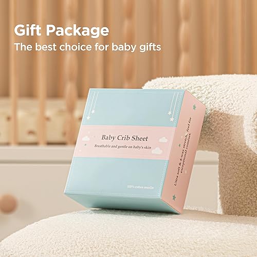 Miniatura 7 de UBBCARE Sábanas de muselina para cuna, para niños y niñas, 28 x 52 pulgadas, de algodón, para colchones estándar de cuna y niños pequeños, sábanas