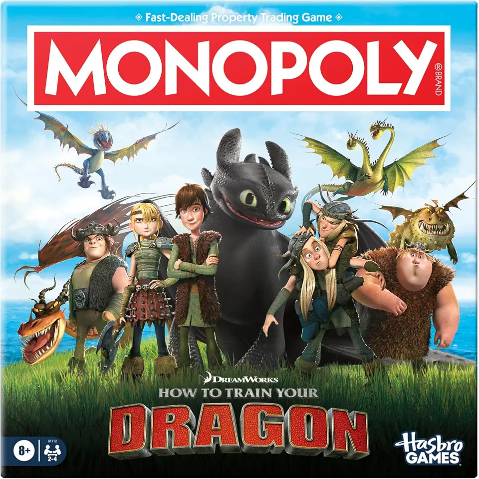 Monopoly DreamWorks How to Train Your Dragon Edition Board Game | Ages 8+ | 2 to 4 Players | 45 Mins. | Fun Family Games for Kids, Teens &amp; Adults (Amazon Exclusive)