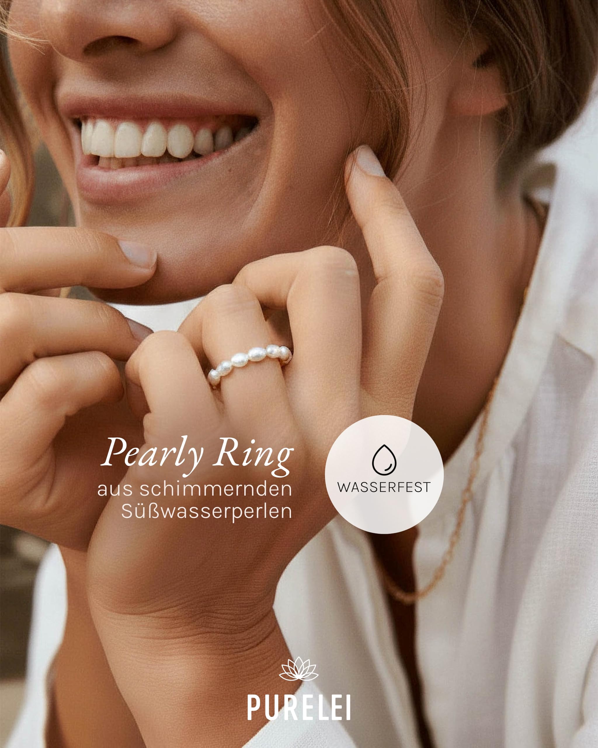 Purelei Ring Set Damen – Shade Anxiety Ring, Perlen Anti Stress Ring & Abstract Wave Ring – Gold – Verstellbare Edelstahlringe – Wasserfester Schmuck im 3er Set