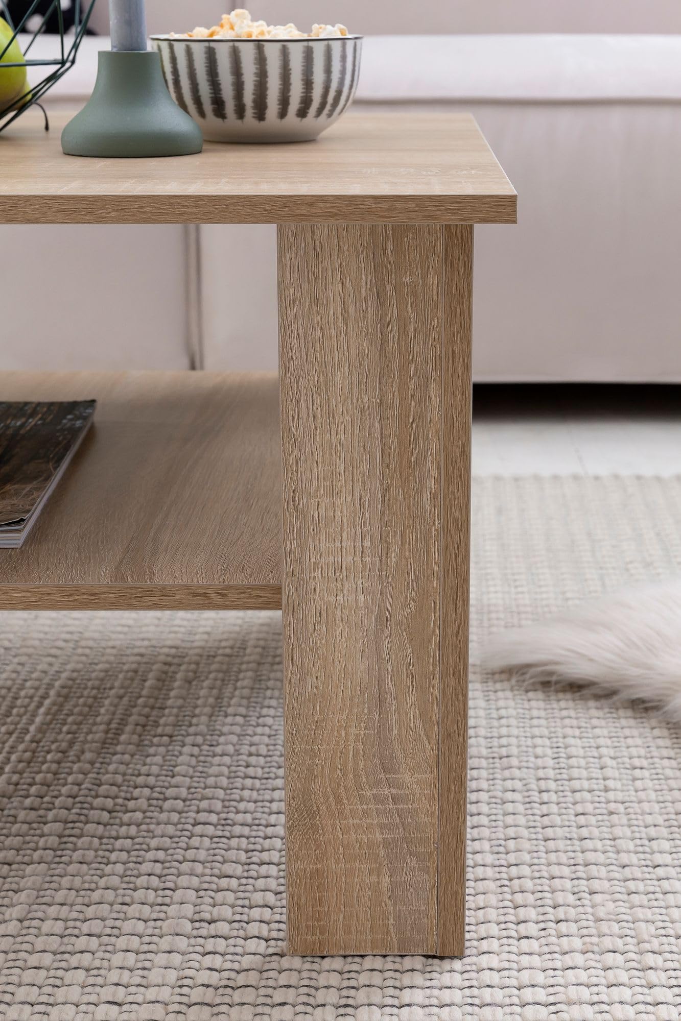 FineBuy Mesa de Centro Mesa de Madera de diseño 60x42x60 cm de Madera con Estante | Mesa de Centro Mesa de Centro | Sofá de Mesa | Mesa de Centro con Espacio de Almacenamiento | Mesa Sala de Estar