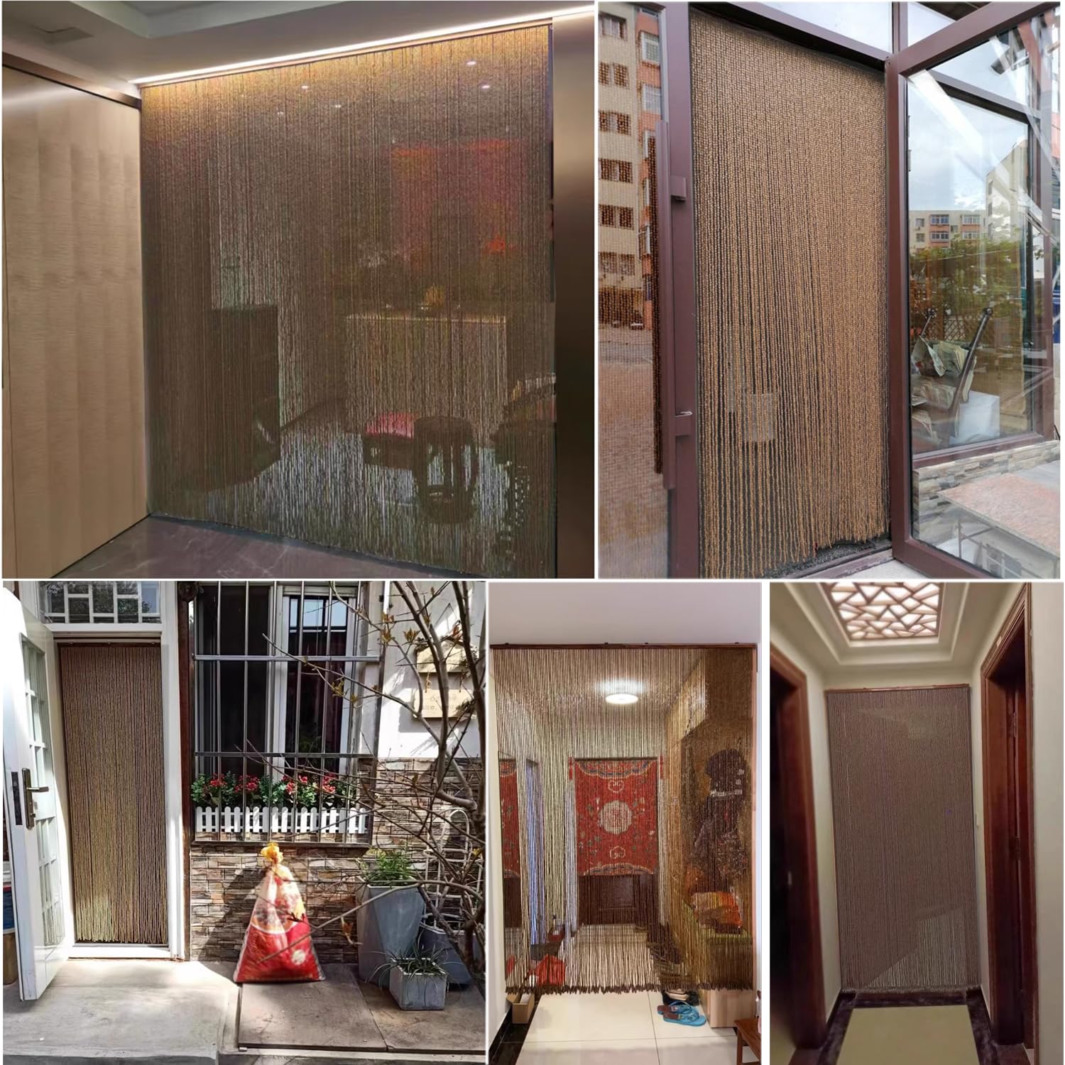 Rideau de Porte en Perles de Bambou pour Entrée,Rideaux de Porte pour Extérieur Intérieur Deco,Convient comme Moustiquaire pour Chambres,Salon,Balcons,Restaurant (121 brins 120cm x 90cm)