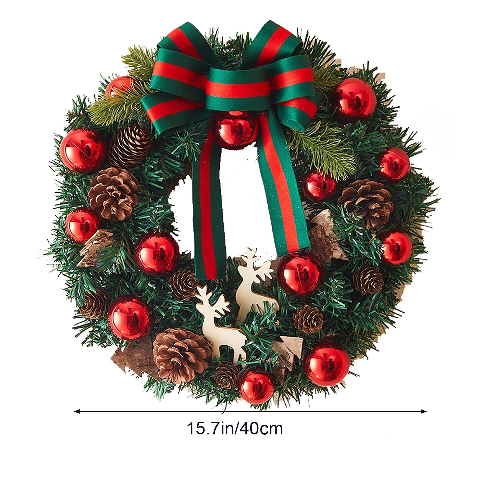Couronne de Noël pour Porte, Couronnes de Noël Artificielles, Décorations de Porte à Suspendre, pour Portes, Murs, Fenêtres, Tables(Small)