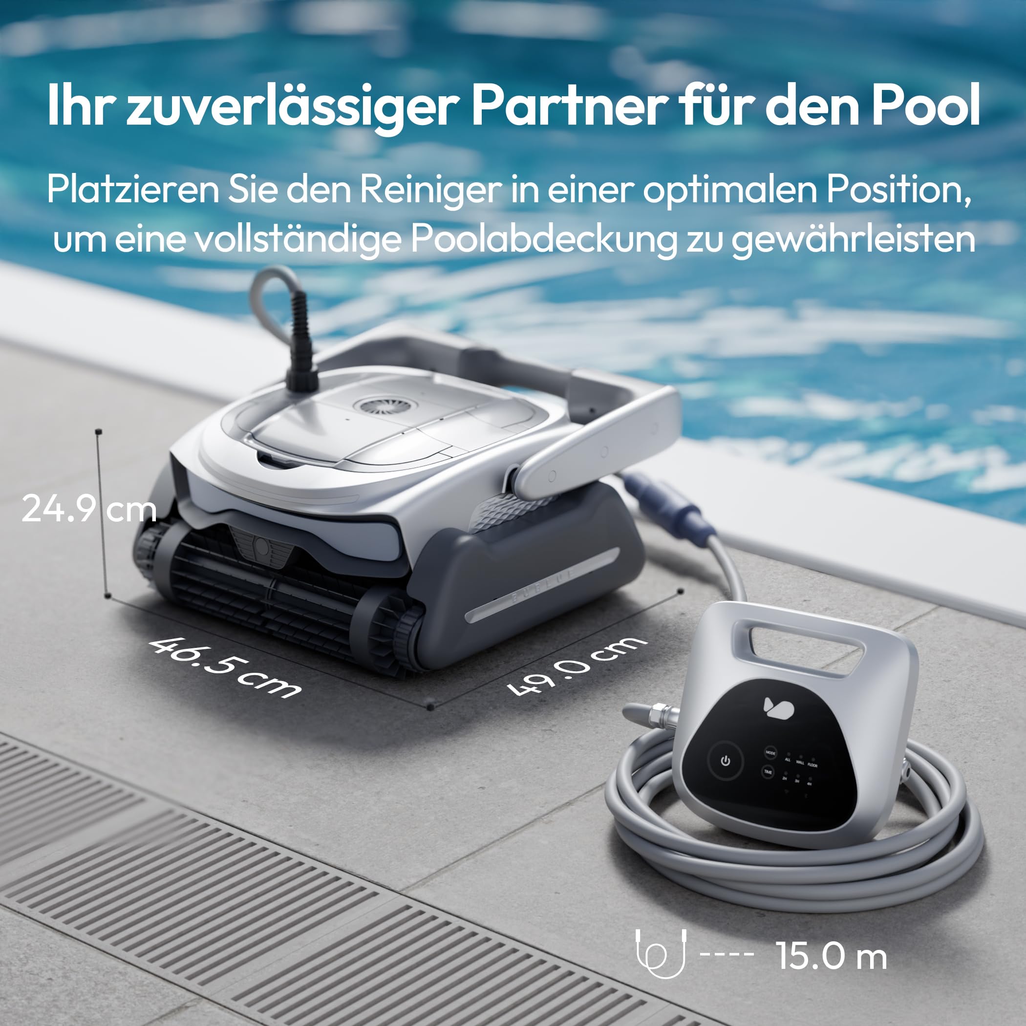BUBLUE Bubot 800P generacja 2 robotów basenowych, podłoga i ściana, z inteligentną nawigacją, duża siła ssania, z planerem tygodniowym, sterowaniem za pomocą aplikacji, środek do czyszczenia basenów | Z planerem tygodniowym