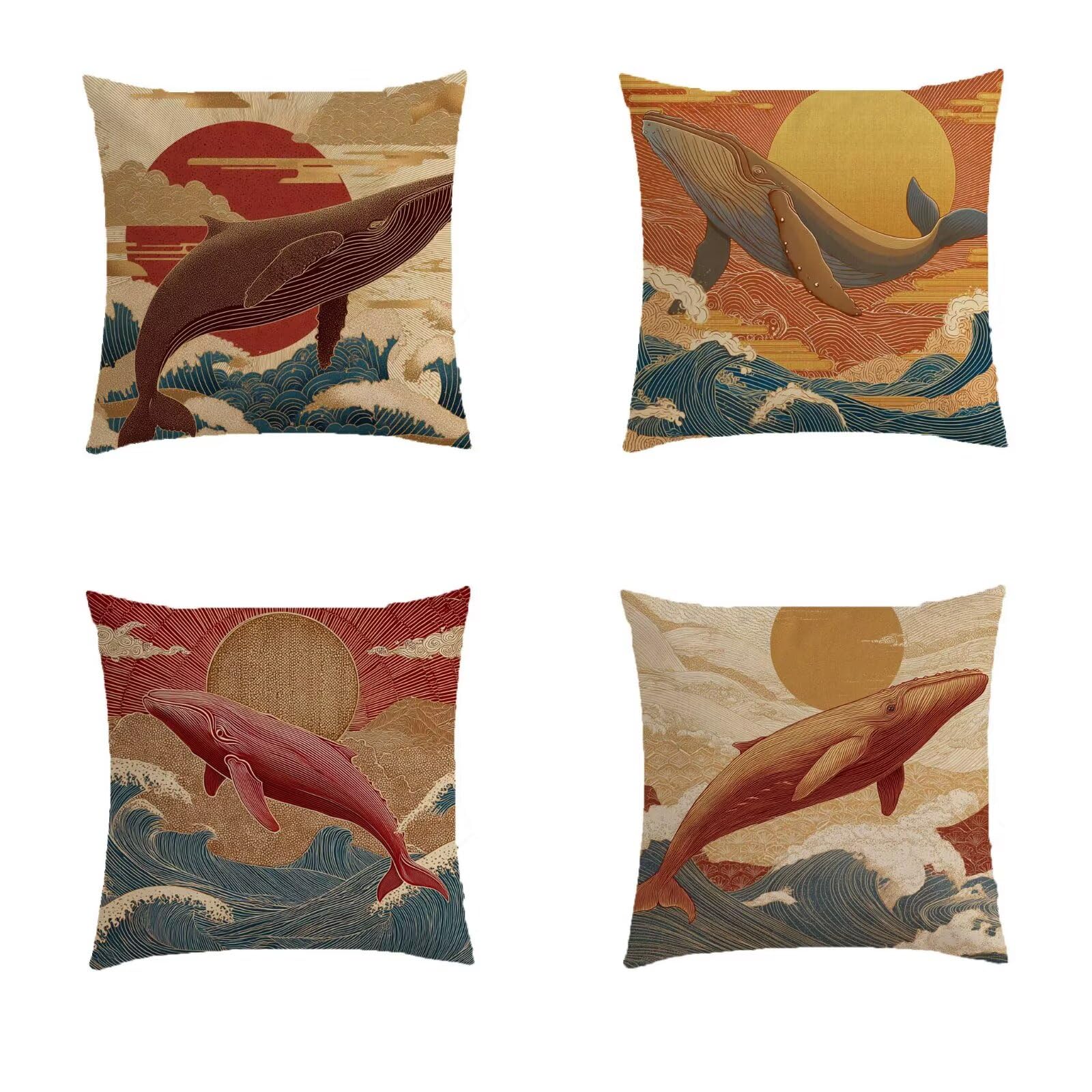 Housse coussin salon de jardin extérieur rouge 60x60 lot de 4 taies carrées