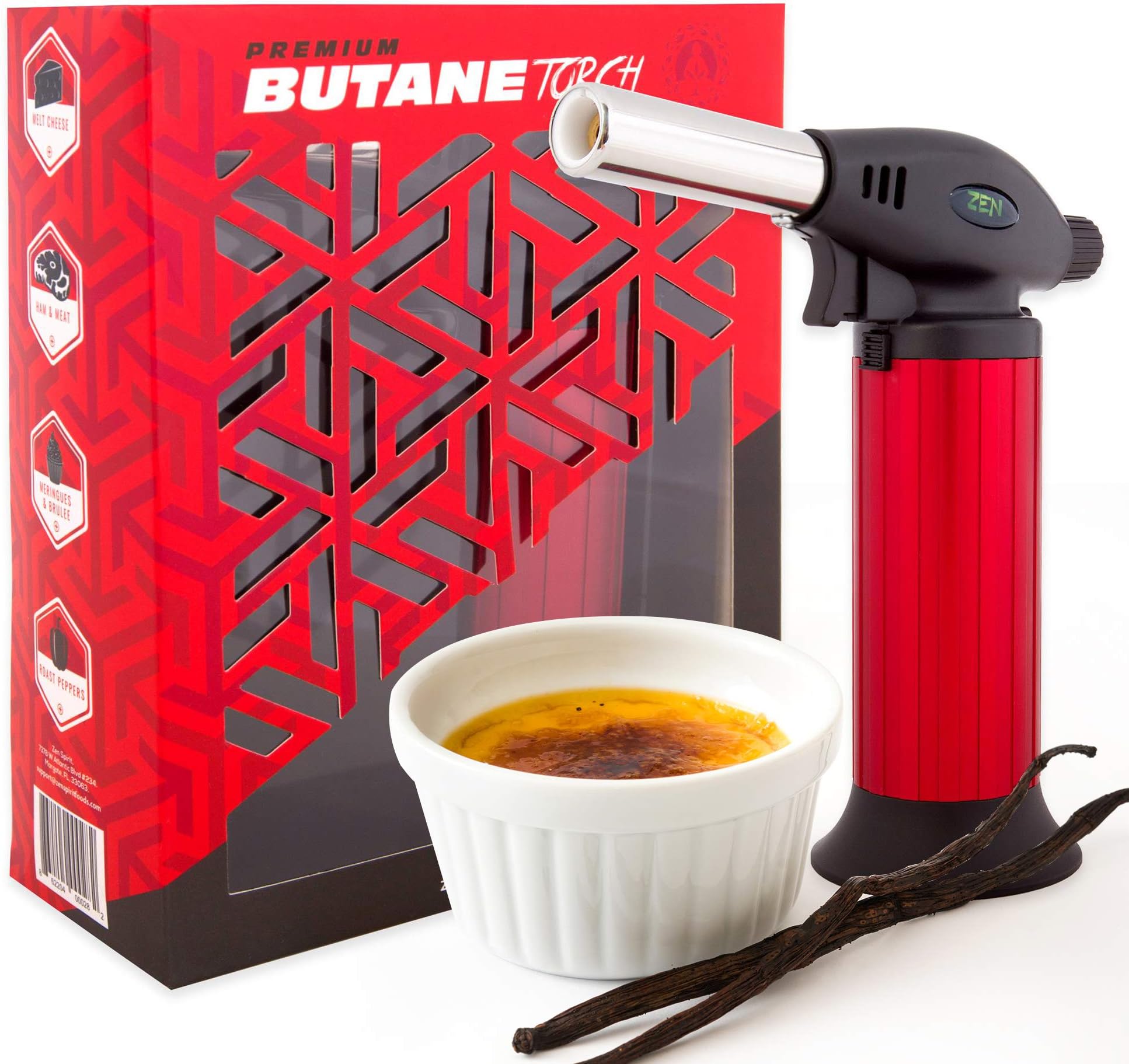 Butane Torch Lighter Refillable - Child Proof Lock - Professional Kitchen Hand Culinary Chef Mini Blow Torch - Perfect for Cooking, Food Melting, Sear, Creme Brulee, Glaze, Char, Baking.