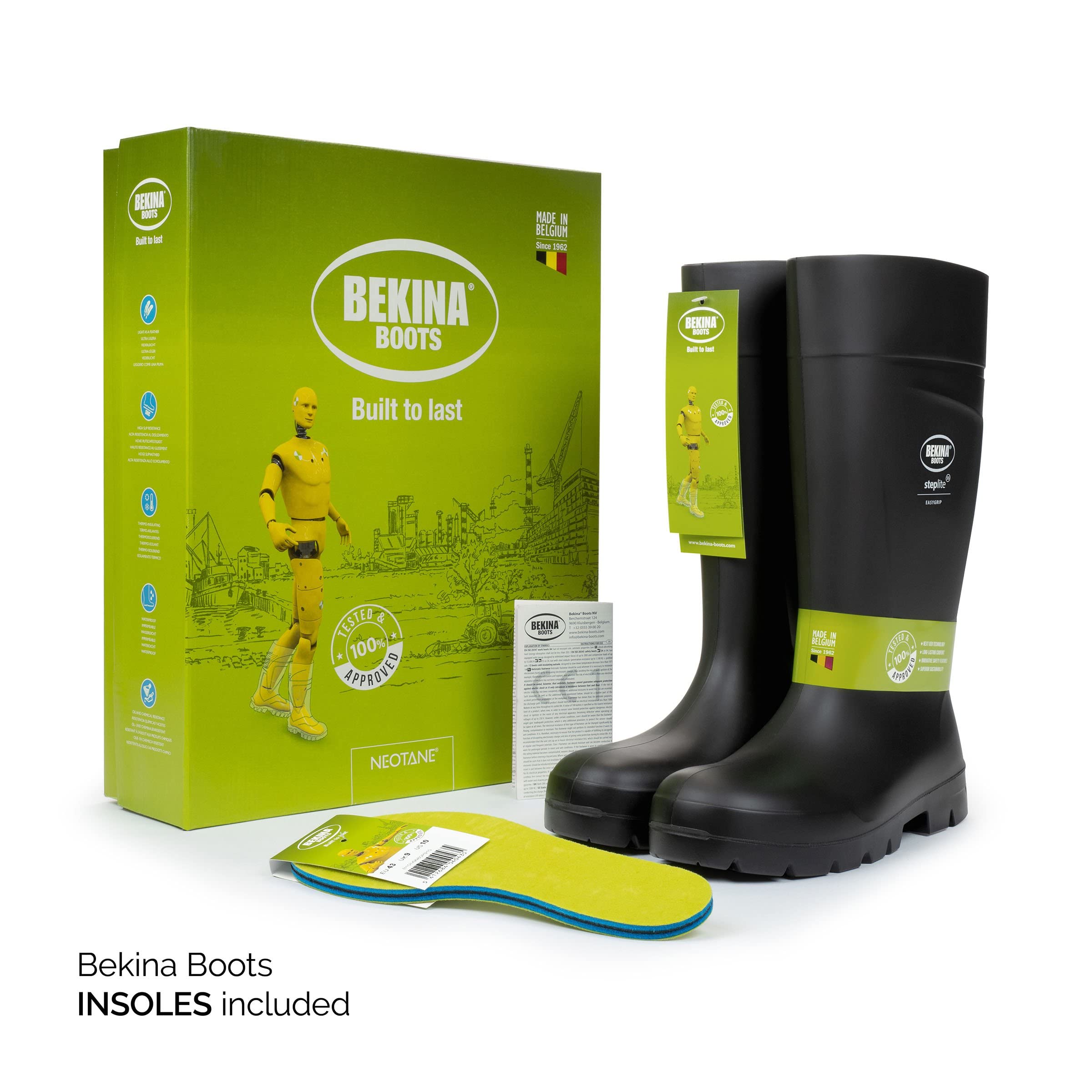 Bottes de sécurité de Haute qualité, Hommes, Embout en Acier et Semelle en Acier pour Plus de sécurité, matériau Souple et léger, adhérence optimale, Pieds Chauds et secs, Industrie, Noir, EU 43