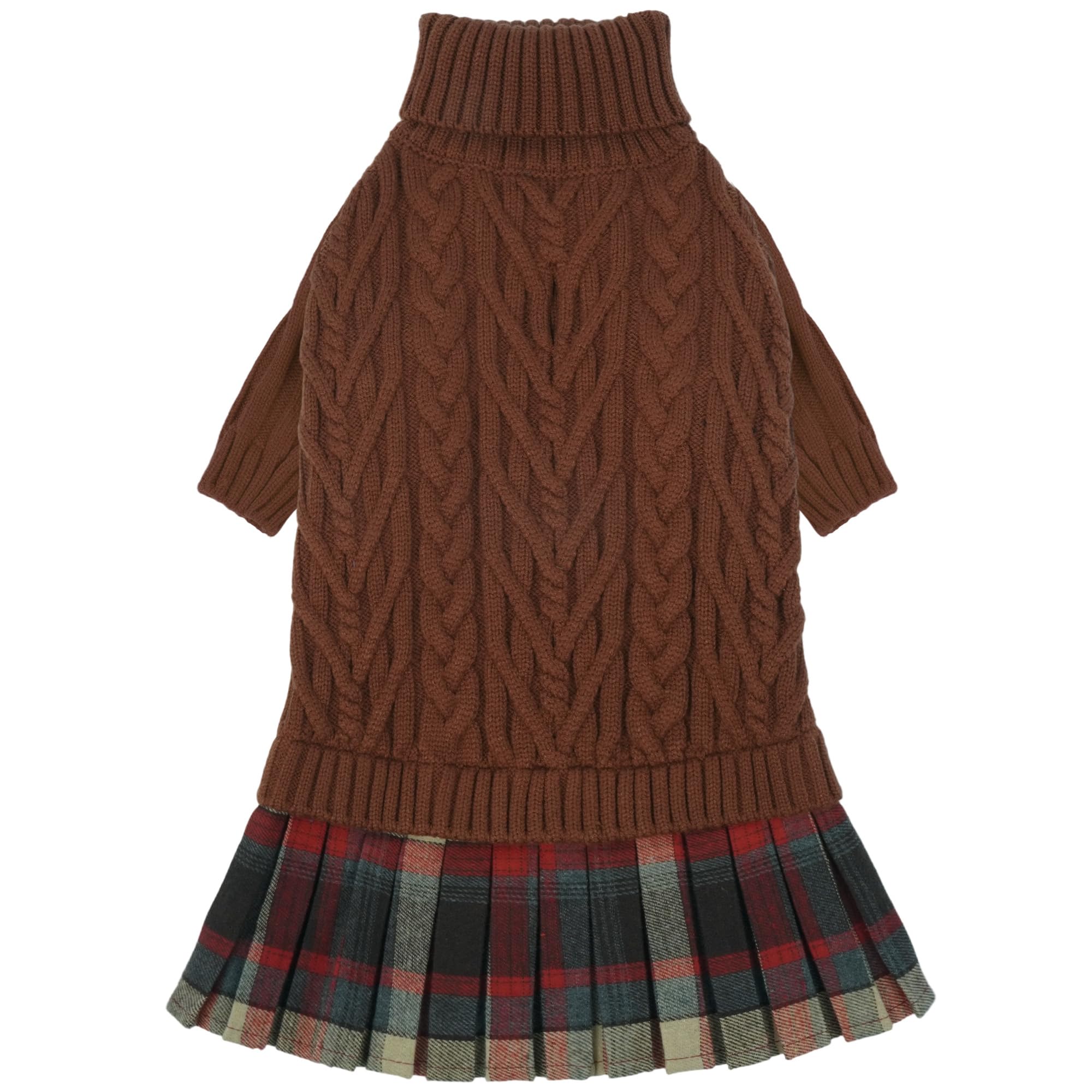 Robe pull pour chien IECOii Caramel M | Chandail tricot chaud petite taille