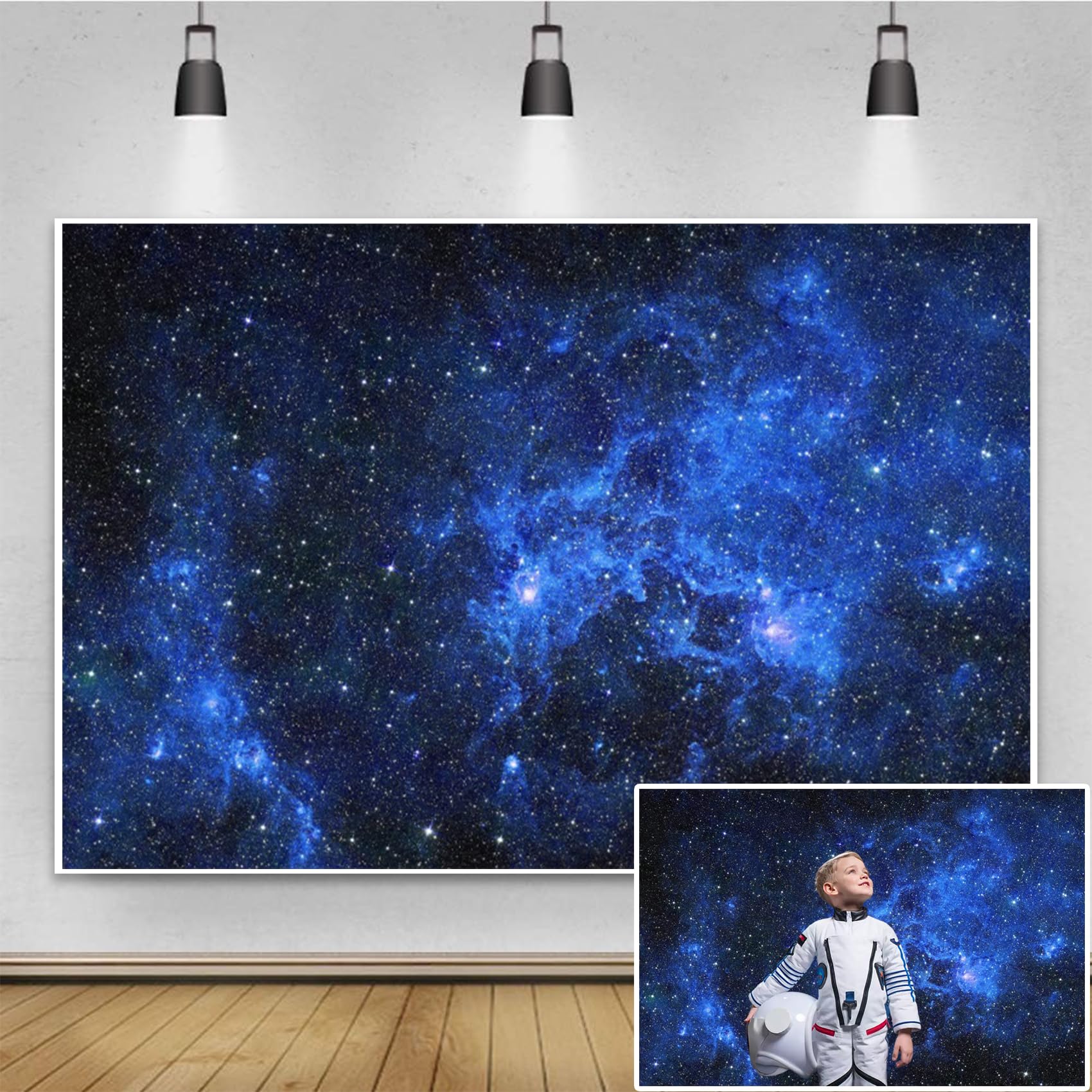 Renaiss 10x8ft Night Sky Star Backdrop Starry Galaxy Planet Theme Photography Background Boy Girls Birthday Party Decorations Banner Science Fiction