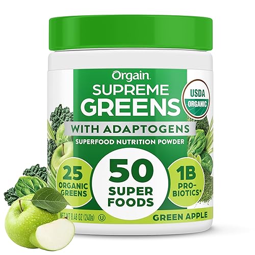 Orgain Supreme Greens Powder with 25 Organic Greens, 50 Superfoods,