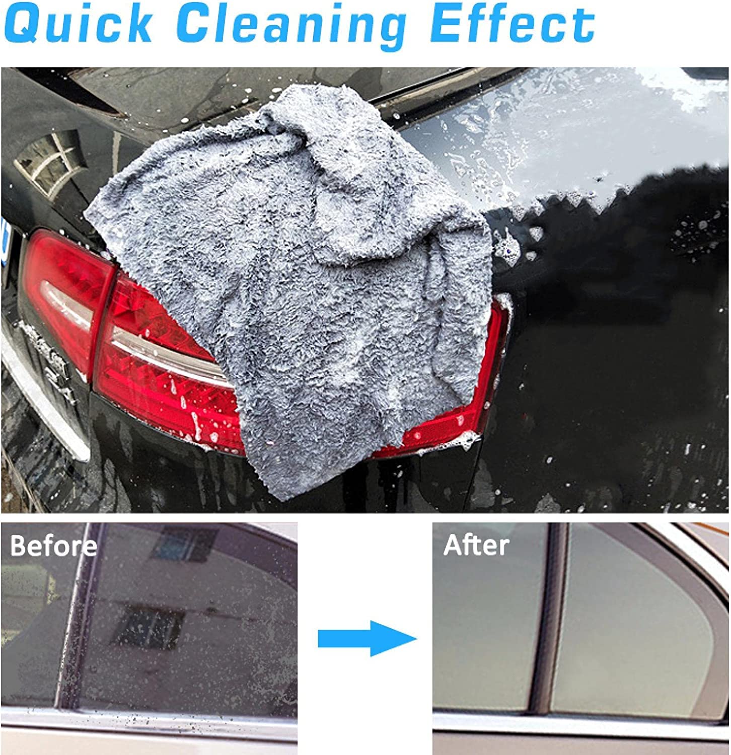 Toalla de lavado de autos Toalla de microfibra Accesorios de lavado de autos 100X40cm Super absorbente Paño de limpieza de autos Toalla automática de microfibra premium Secado de una sola vez (Color