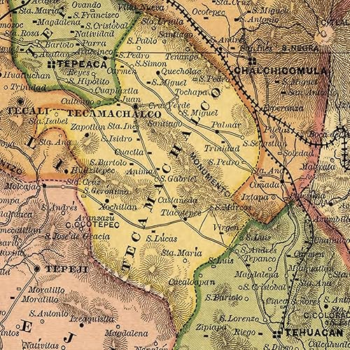 Miniatura 9 de Mapa del Estado Libre y Soberano de Puebla de Atlas Mexicano circa 1884 - medidas 24.016 in x 30.000 in