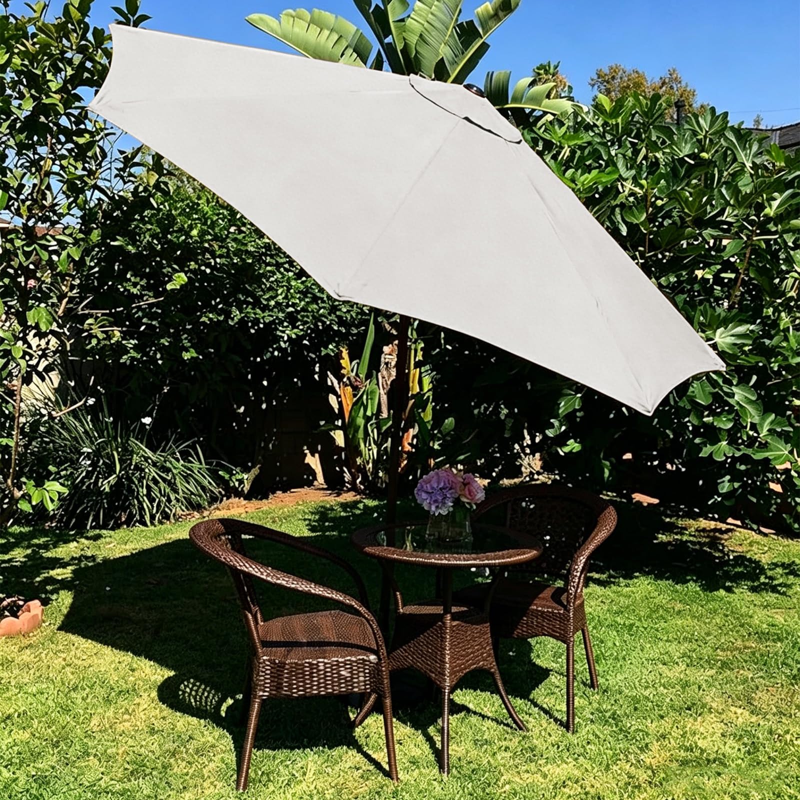 Copertura di ricambio per ombrelloni da 3 m con 8 stecche; copertura senza struttura, resistente alle intemperie, ideale per giardino, terrazza e balcone; resistente ai raggi solari