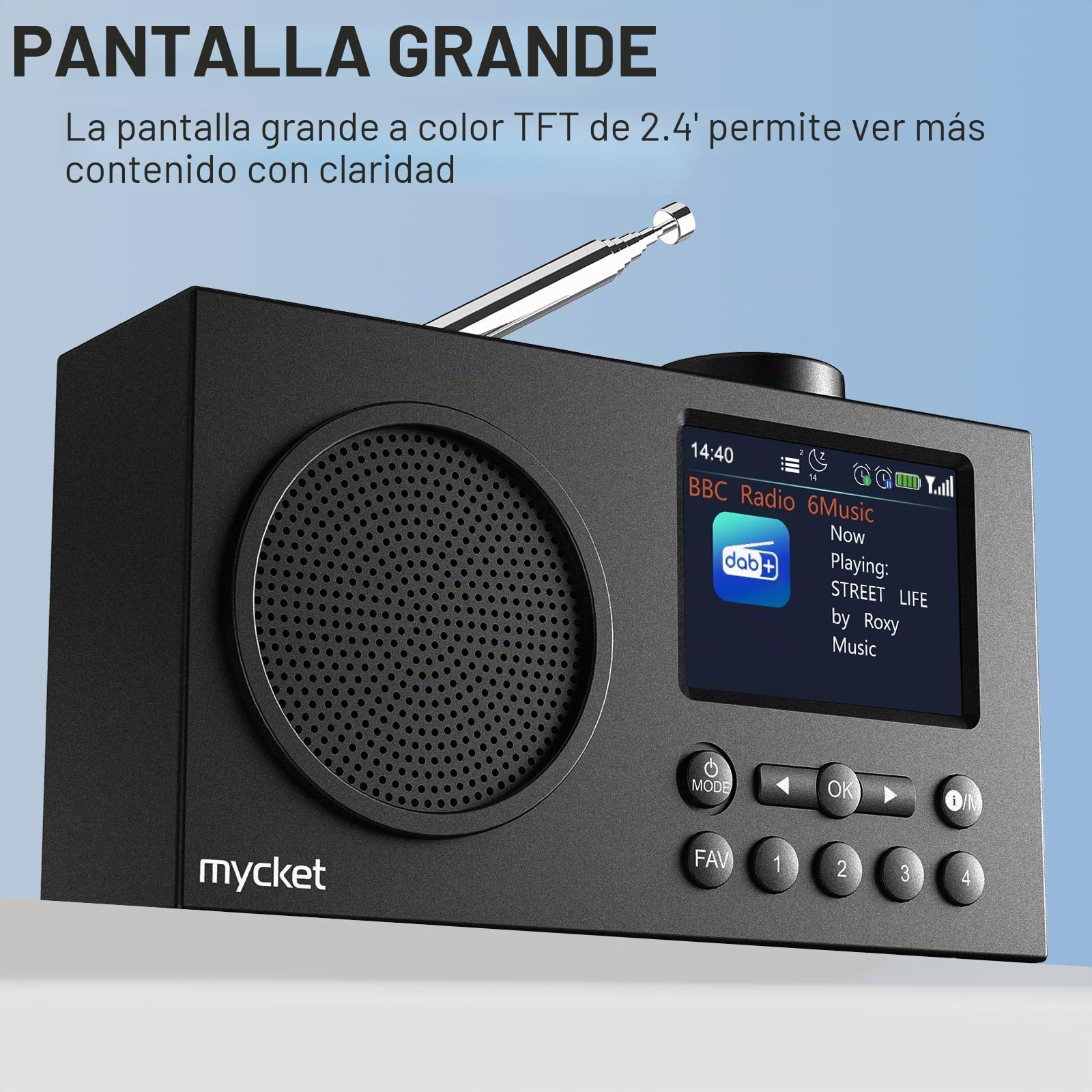 Mycket Dab Radio portátil, Dab Plus Digital Radios con la última tecnología de recepción de señal, Bluetooth 5.0, Radio FM Recargable por USB, Reloj de Alarma Dual, Temporizador de sueño, Pantalla