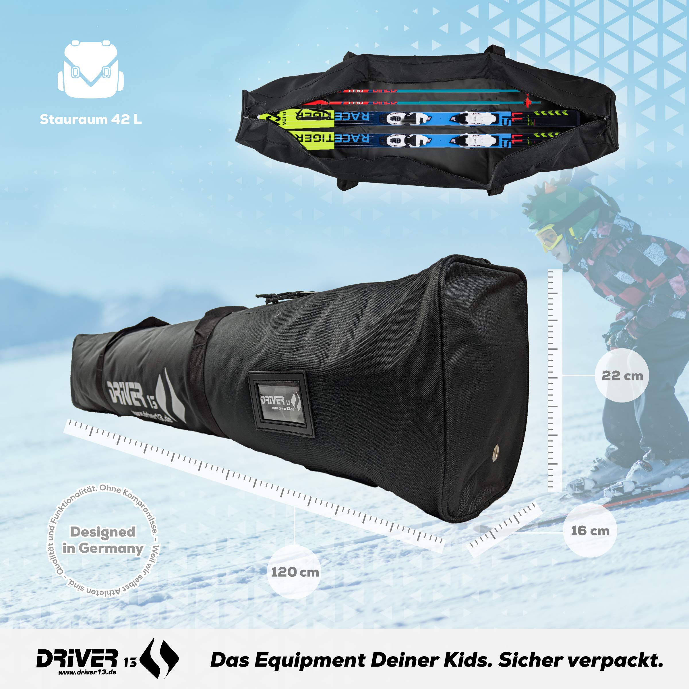Driver13 ® Borsa da Sci per Bambini, Impermeabile, 120 cm
