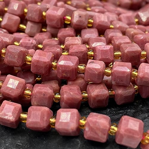 ABCGEMS - Cuentas de rodonita petrificada australiana (una técnica de corte revolucionaria aporta un aspecto más dinámico a un cubo tradicional)