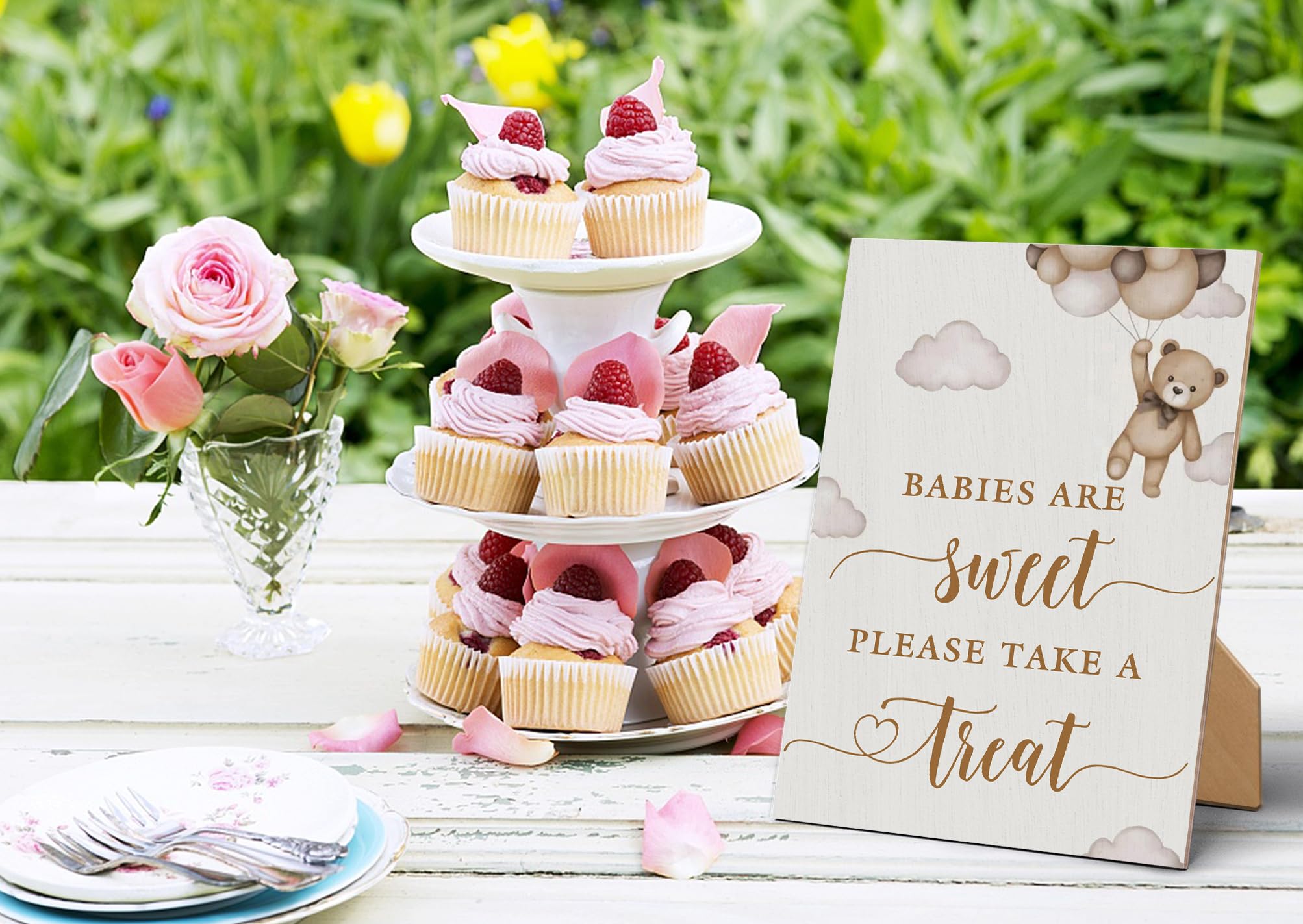 Babies Are Sweet Take A Treat Sign – Wildflower Wooden Sign For Baby Shower, 8x11 Inches, Gender Neutral Decor - View #2