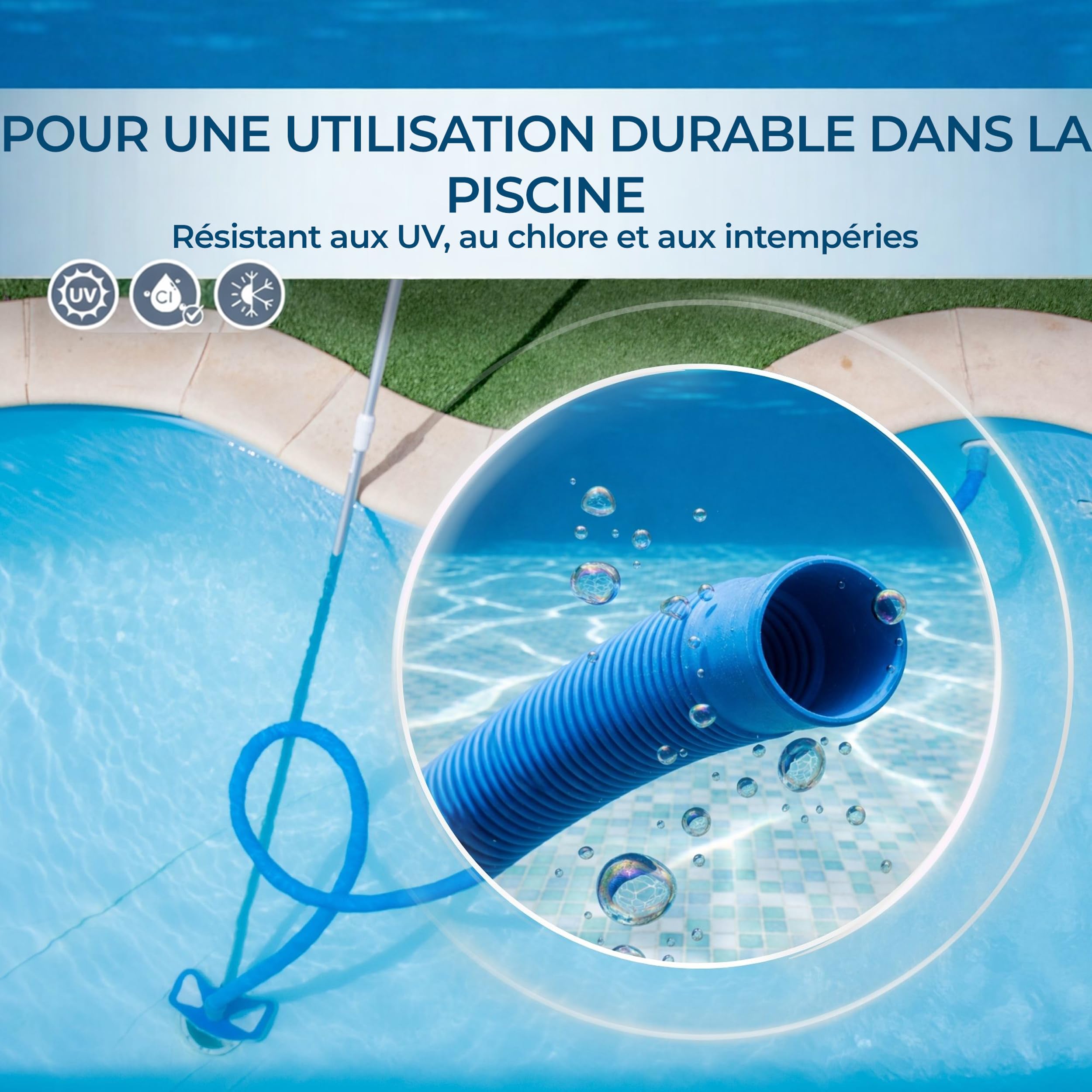Kalitec Tuyau de piscine 38mm 9m bleu – Flexible & démontable – Raccord pour pompe, Skimmer & filtre à sable – Tuyau de pompe 38 mm Diamètre intérieur