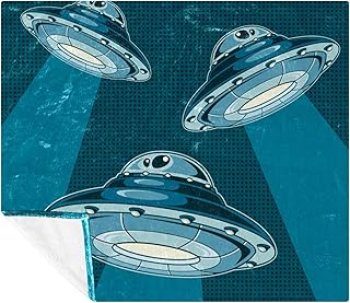 DIYOF Manta – Elegante manta para sofá silla y cama, patrón azul de nave espacial (150 x 130 cm)