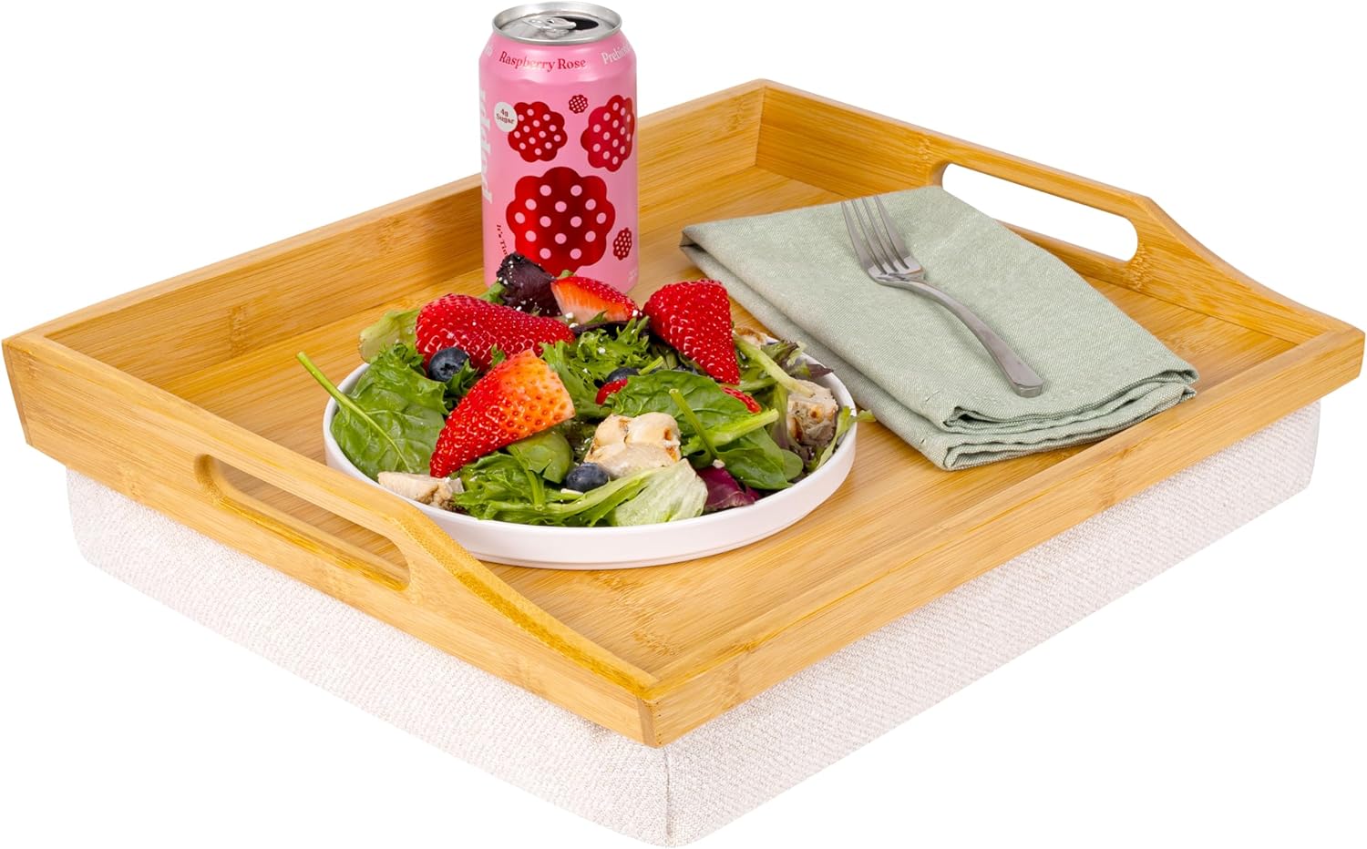 Natural Bamboo Lap Tray with Detachable Cushion