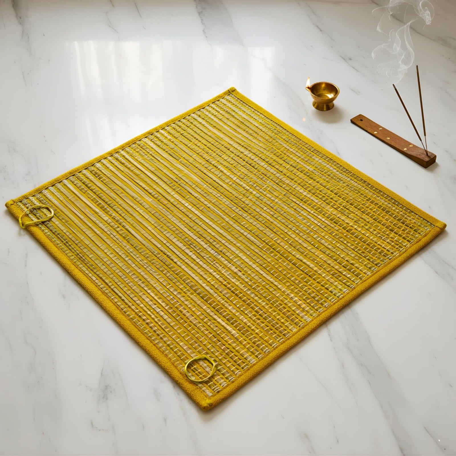 MAAGAIA Kusha Aasan 24 x 24 Inch | Handmade Eco-Friendly Prayer & Meditation Mat | Darbha Grass Pooja Sitting Aasan for Mandir, Yoga, Rituals & Daily Use-image-37