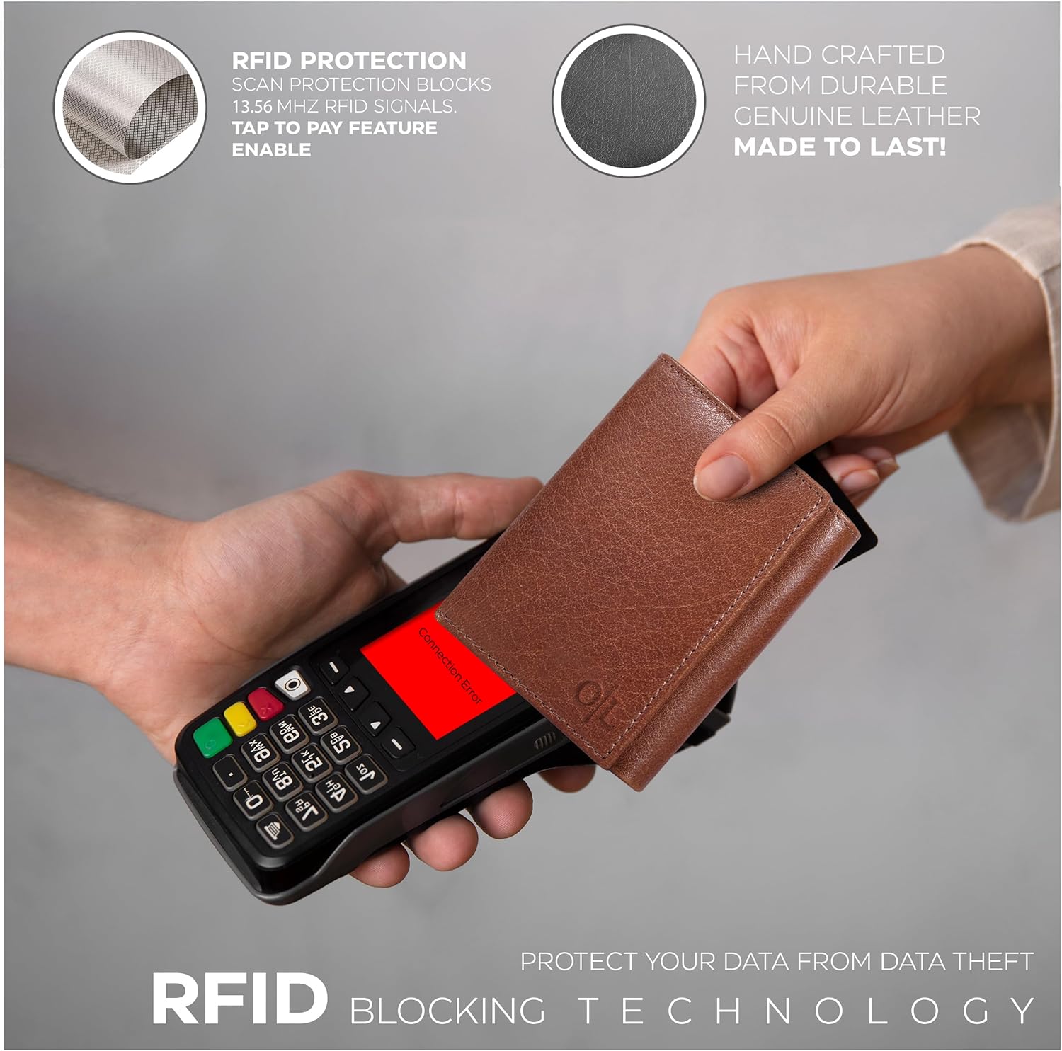 Real Leather Mens Trifold Wallet RFID Blocking Slim Minimalist Front Pocket - Thin & Stylish with ID Window in Gift Box - Image 2