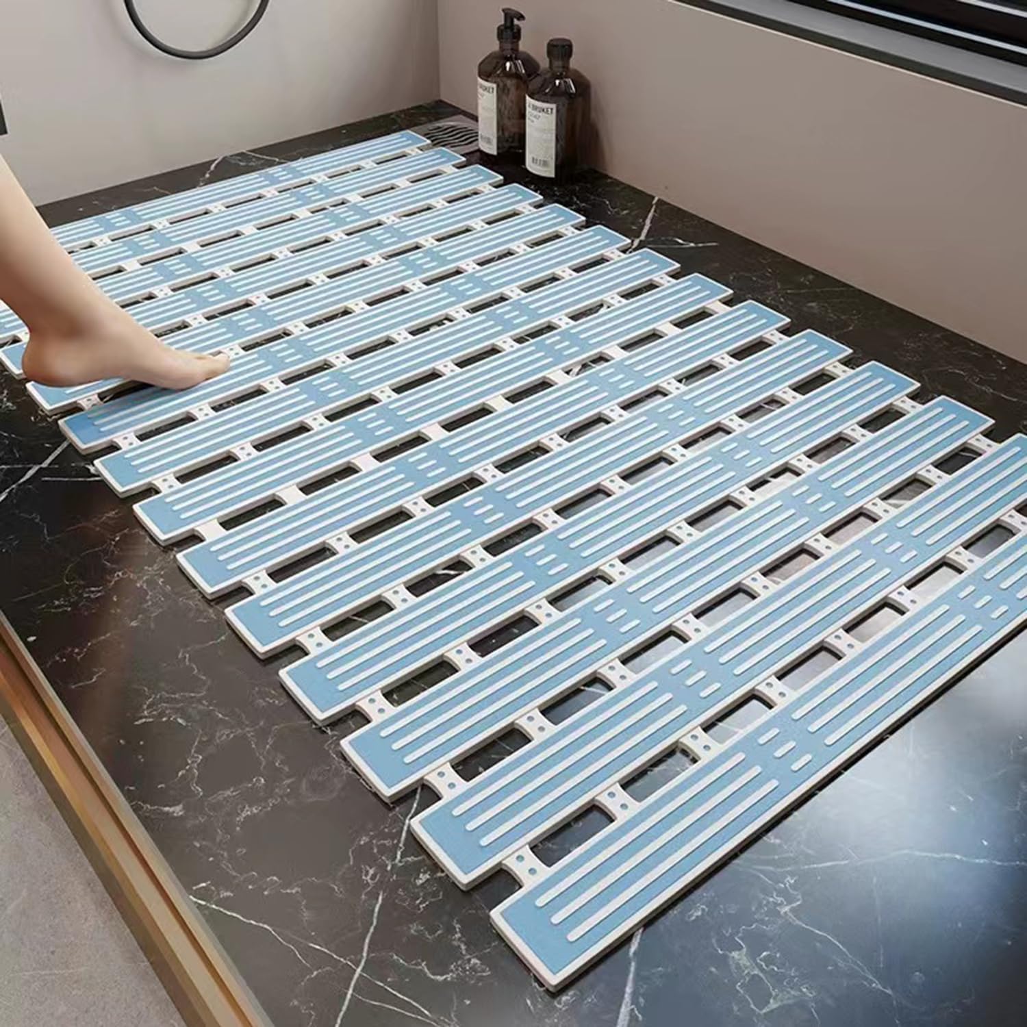 Non Slip Shower Mat Eco-friendly Rapid Drainage Bath Mat for Bathroom ...