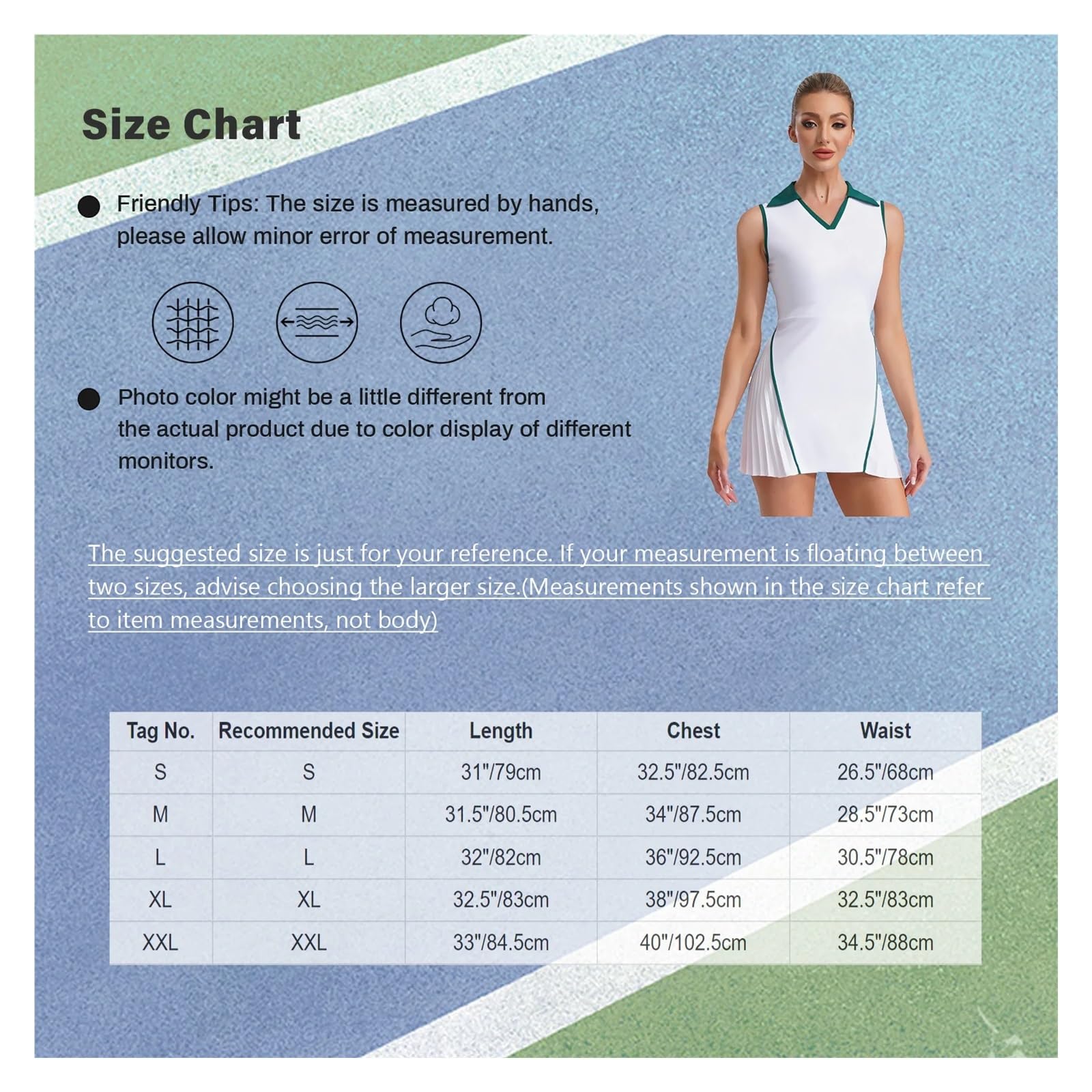 Vestido Deportivo Vestidos Deportivos de Tenis for Mujer, Ropa Golf for, Cuello en V, sin Mangas, Ribete Contraste Vestido Padel Mujer(Green,L)