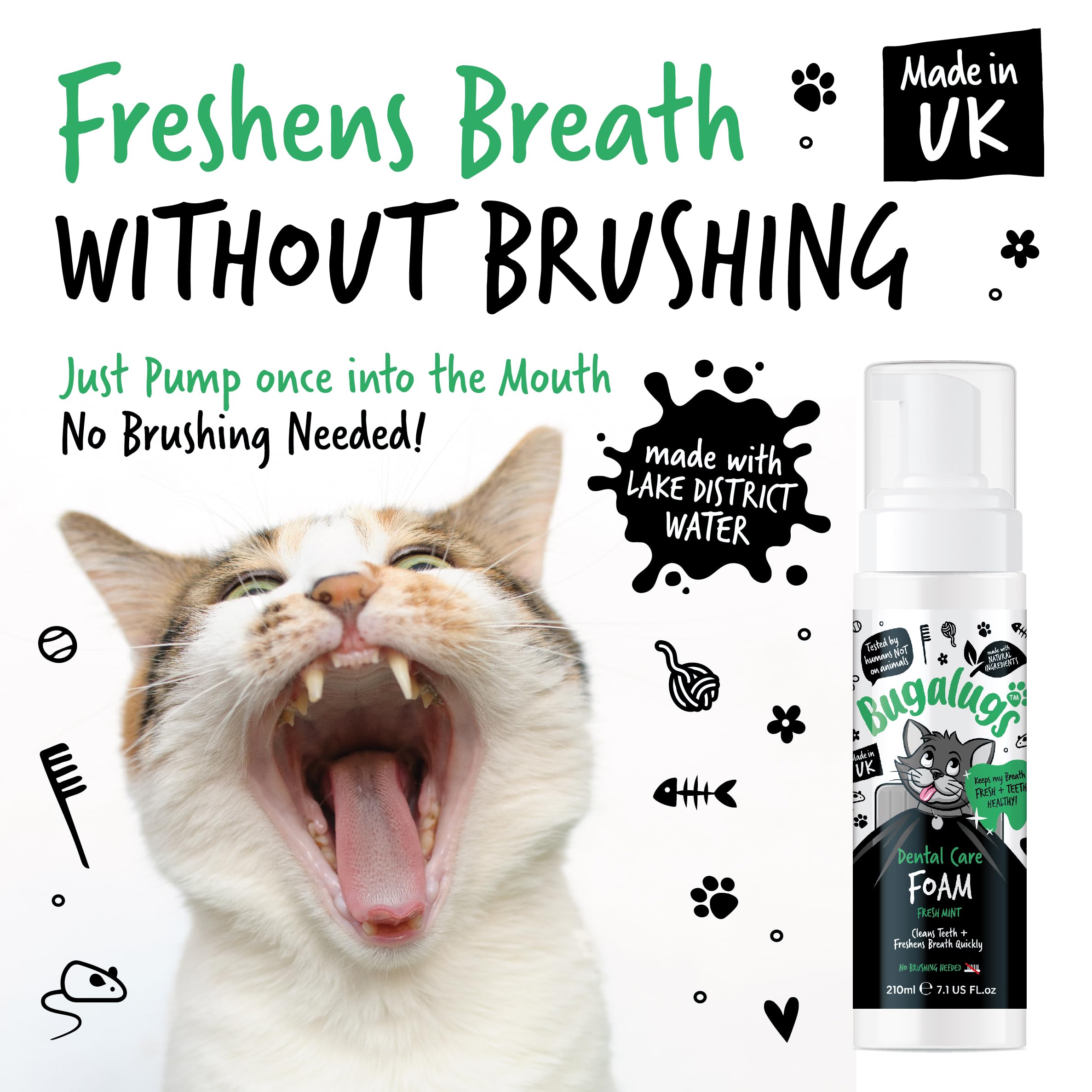 BUGALUGS Cat Dental Care Breath Freshener Foam Cat Mouthwash - Image 3