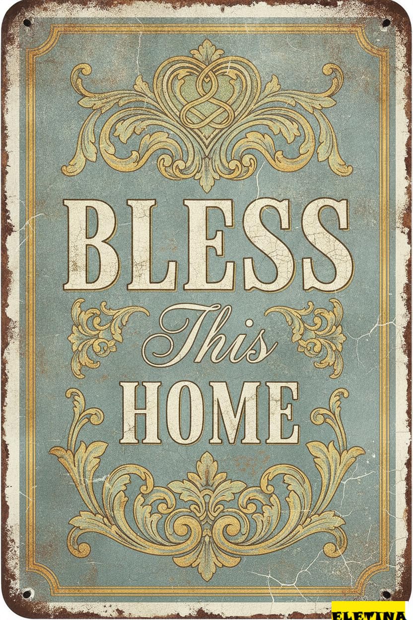 Bless This Home Easter Bible Themed Vintage Metal Wall Decor Holiday Jesus Birth Scripture Laundry Room 8x12in