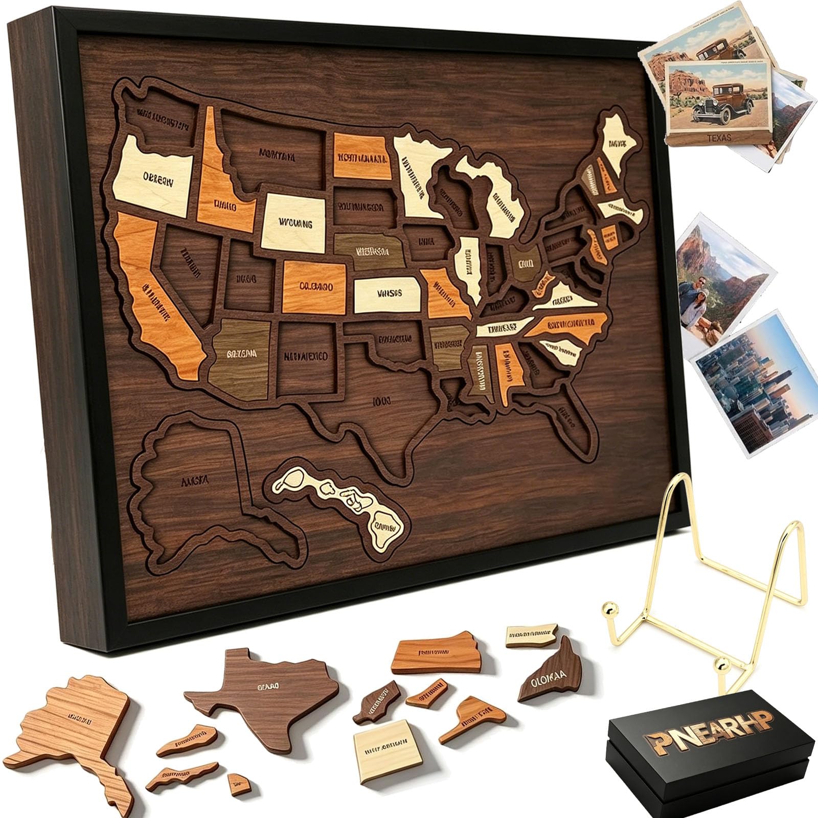 Amazon.com: Wooden USA Travel Map Puzzle, A Stylish Way to Track