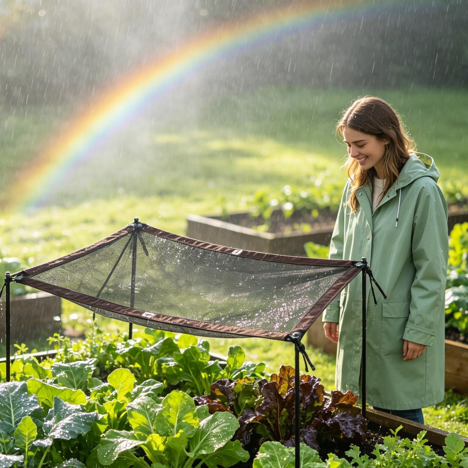 Tela de sombra para jardinería Material de malla con ojales metálicos