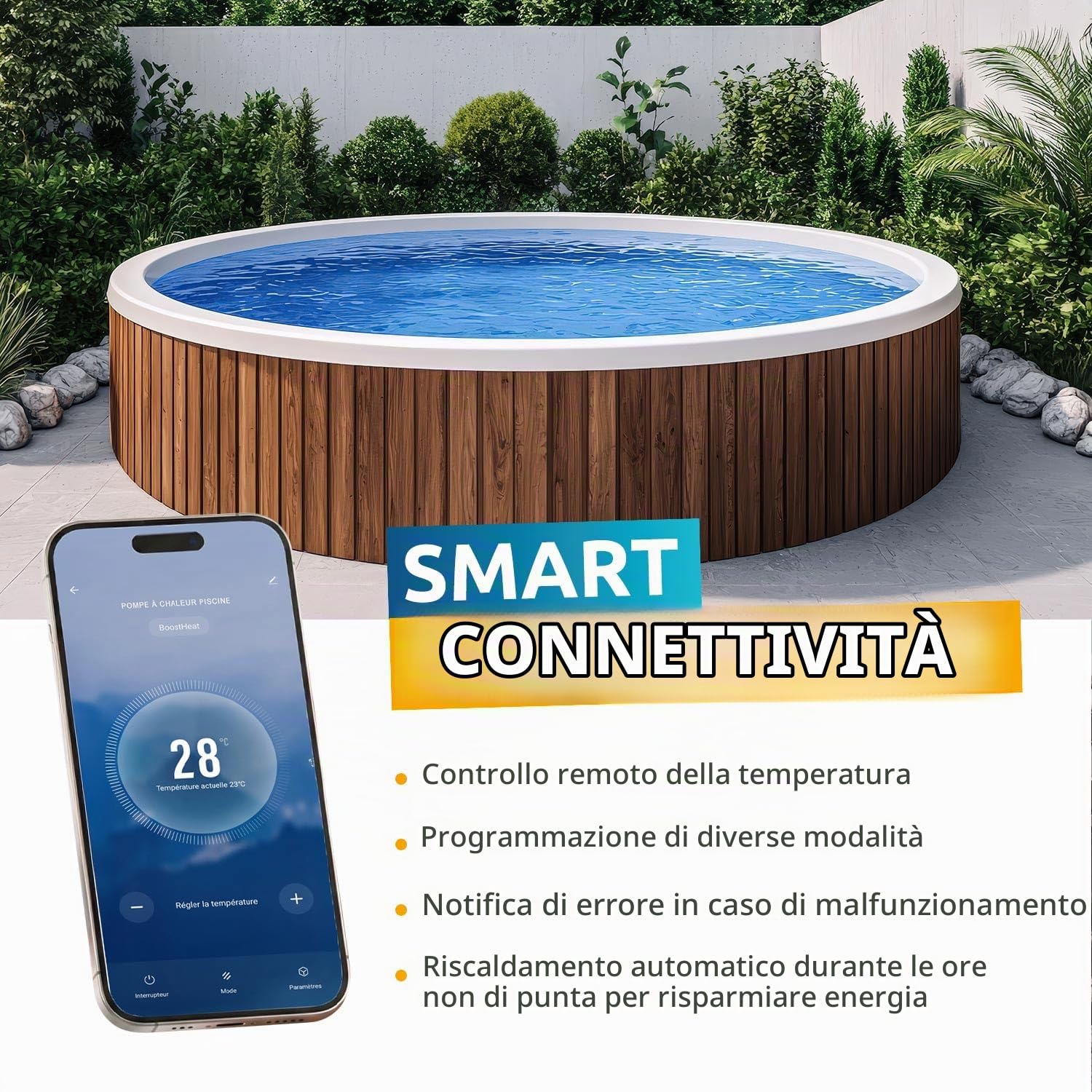 POOLEX – Nano B3N Fi 3 KW Full Inverter – Pompa di Calore Reversibile Piscina connessa Fino a 20 m³ – Riscaldamento e Raffreddamento – Wi-Fi – Silenziosa ed Economa – Ultra-compatta – Plug & Play