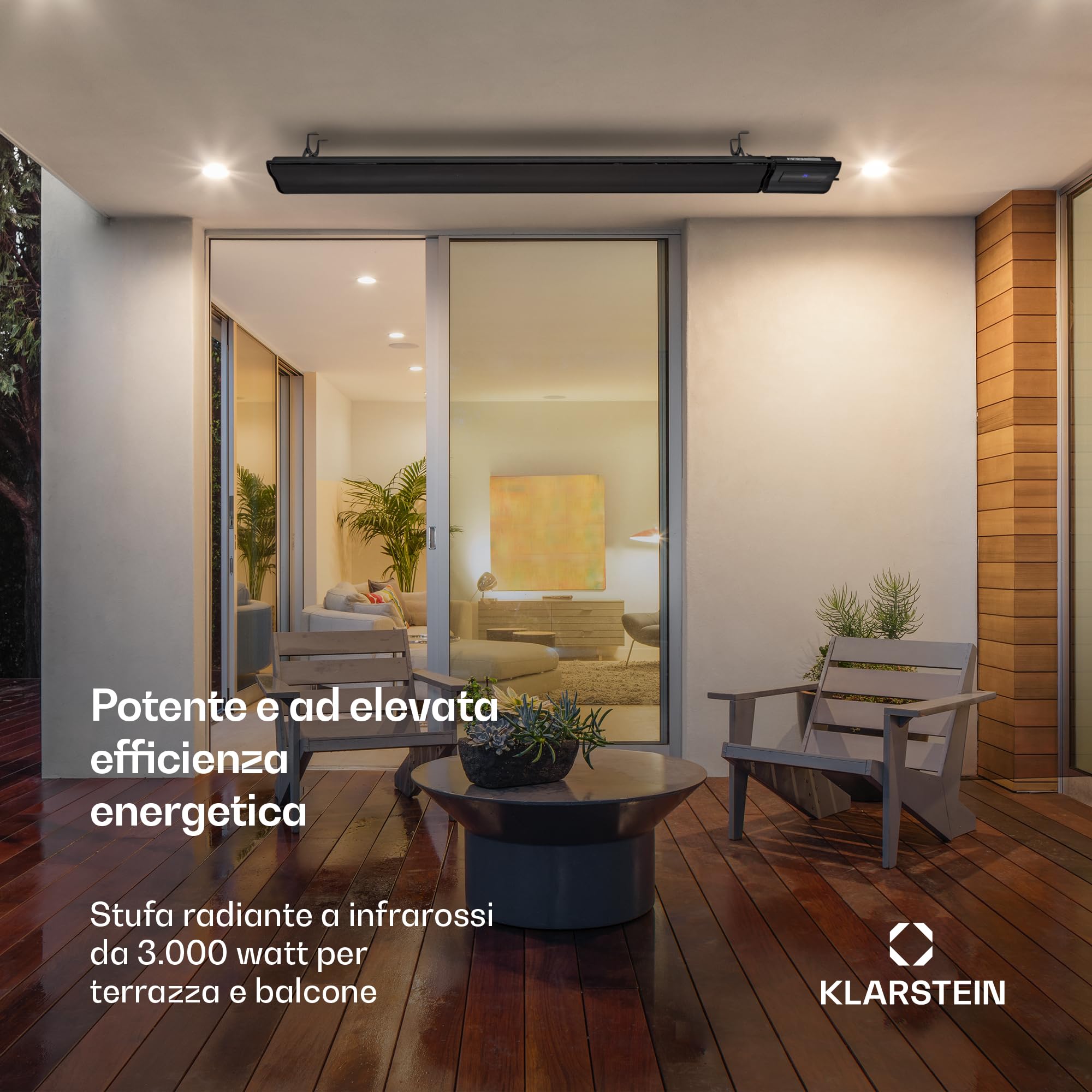 Blumfeldt Stufa Elettrica Basso Consumo con Display LED, Colonnina Elettrica da Giardino 3000W, Termosifone Elettrico, Pannello Radiante Infrarossi con Telecomando, IP44, No CO2