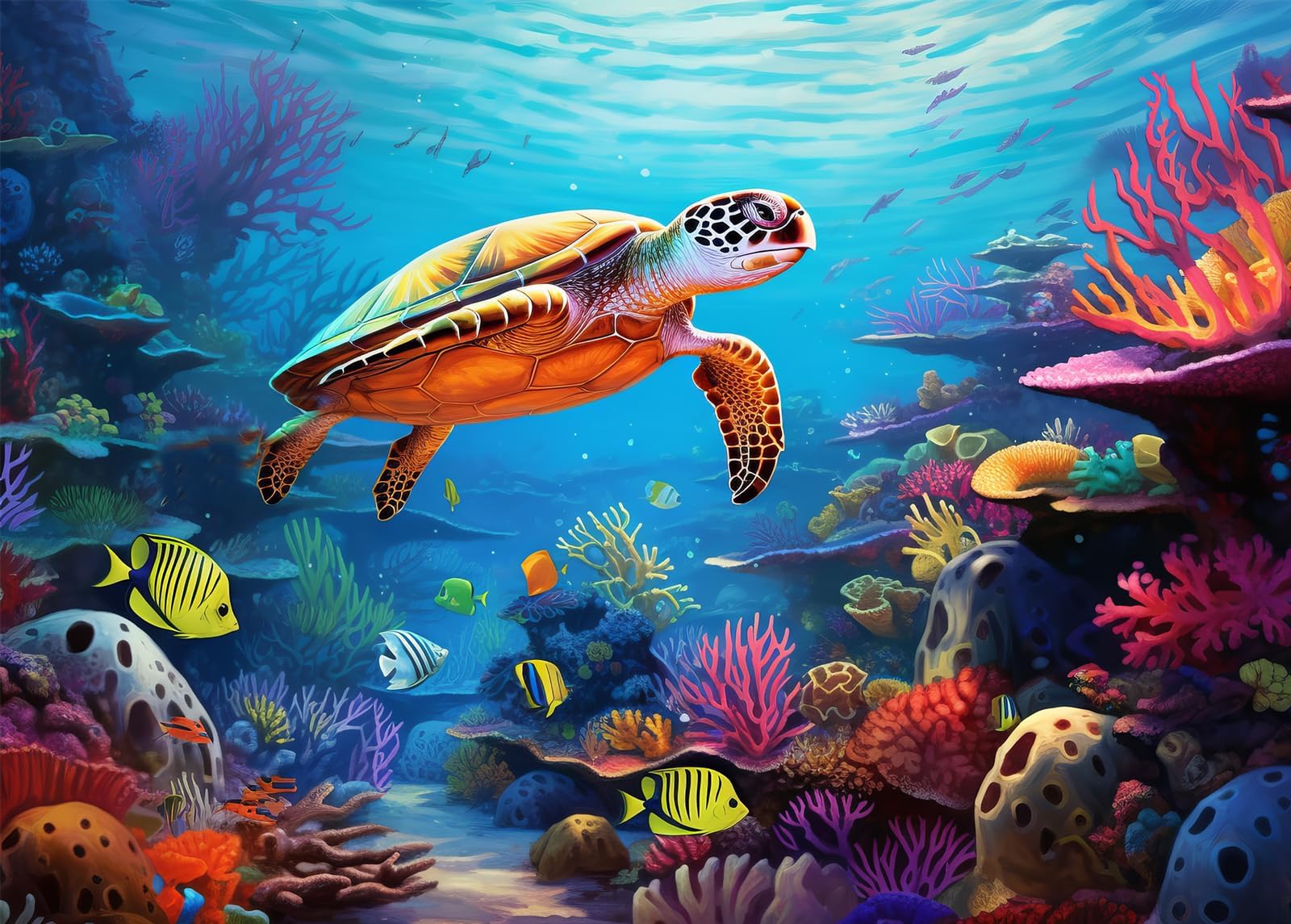 Bullglesup Puzzles for Adults 1000 Pieces, Sea Turtle Jigsaw with Poster Letter on Back, Unique Pieces Fit Well No Dust (27.5"x19.6") — image 1