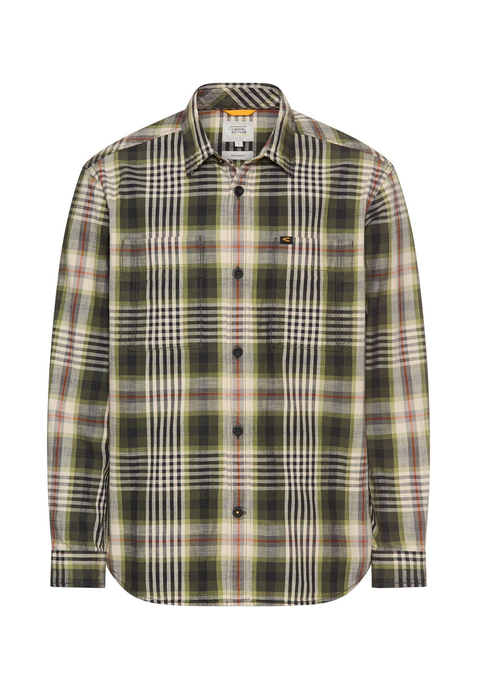 camel active Herren Langarm Hemd mit Kentkragen und Brusttaschen