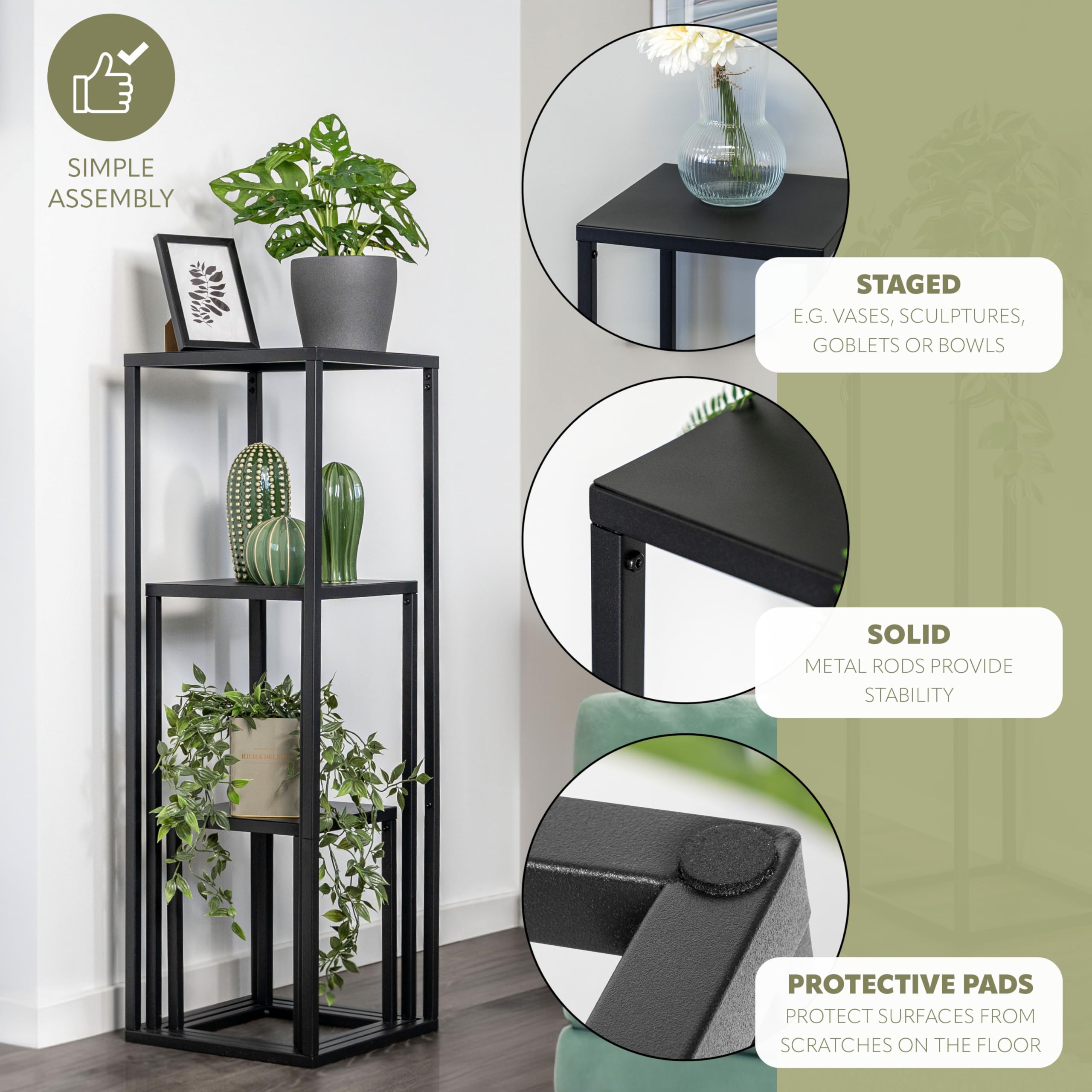 DanDiBo Sgabello Per Fiori Con Vaso In Metallo Oro Nero Angolare S 45 Cm Supporto Per Fiori 96035 Colonna Per Fiori Supporto Per Piante Moderno Sgabello Per Piante 35110306