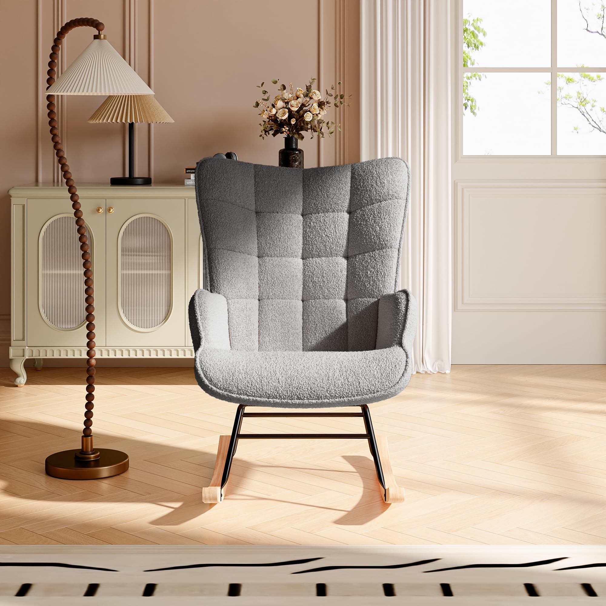 Keebgyy Fauteuil à bascule rembourré velours chambre balcon