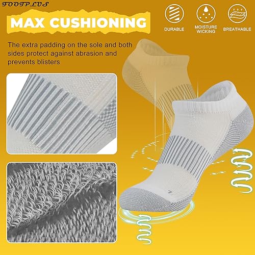 Miniatura 6 de FOOTPLUS Calcetines de compresión de cobre, calcetines deportivos con soporte de arco y acolchado unisex para tobillotripulación para correr,