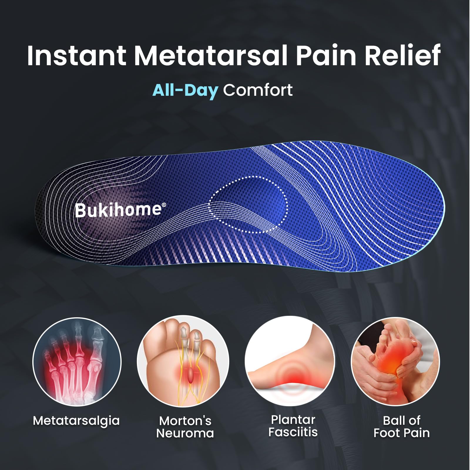 Plantillas Ortopédicas de Fibra de Carbono para Dolor de Metatarso y Neuroma de Morton