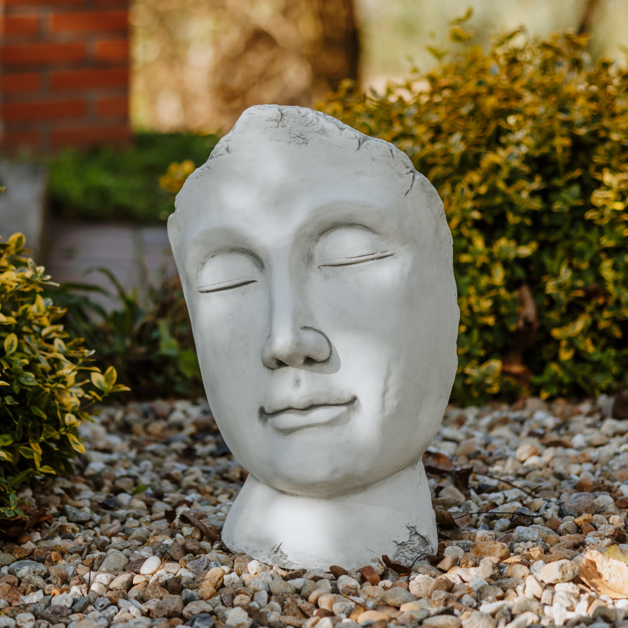 gartendekoparadies.de Büste Skulptur Gesicht, H. 59 cm, 48 kg, Grau, frostsicher aus Steinguss für Außenbereich