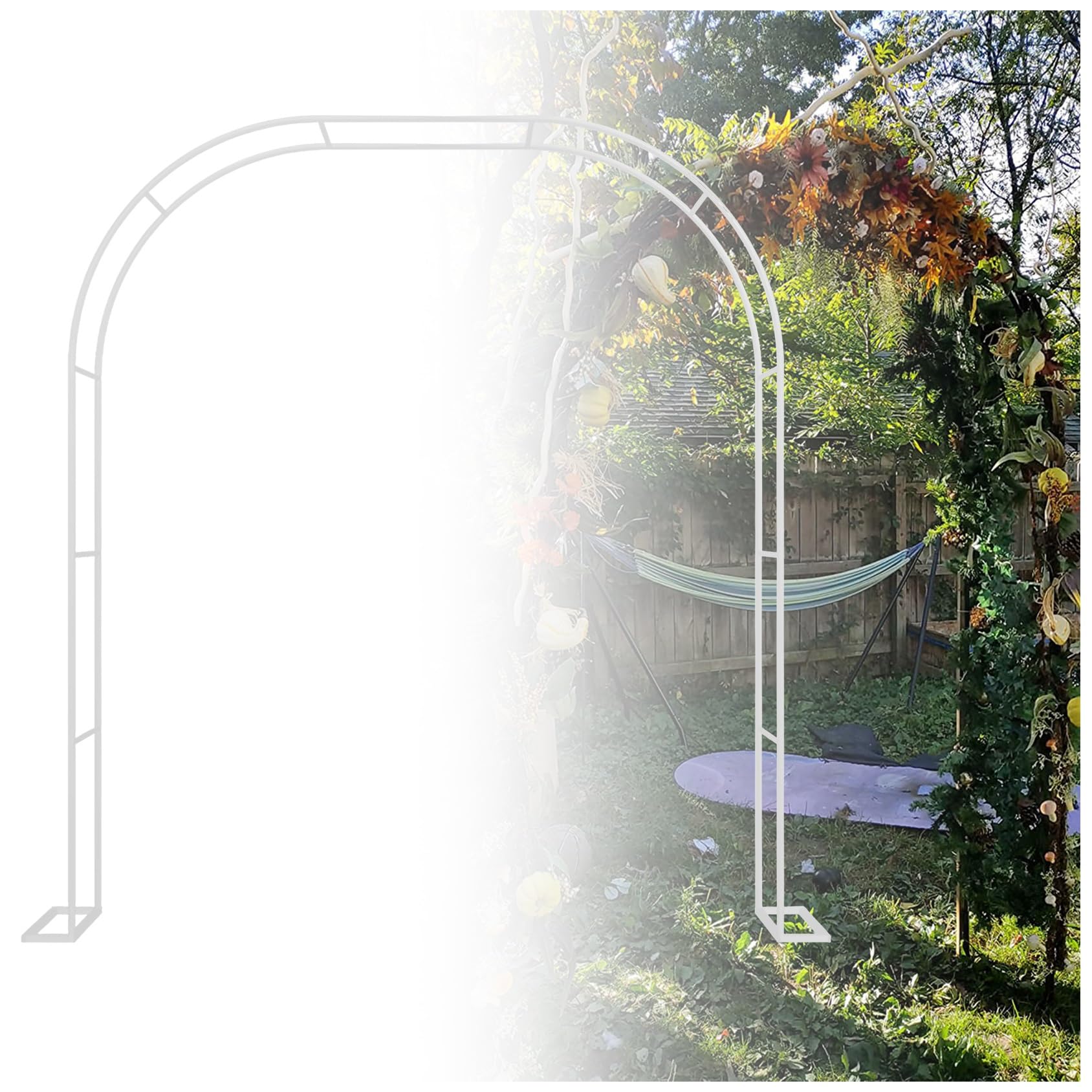 Rose Arch With Base, Wedding Arch For Ceremony, Metal Outdoor & Indoor Trellis For Climbing Plants, Weatherproof/Easy Assembly/Reconfigurable(Color:White,Size:2.8m*2.2m*25cm)