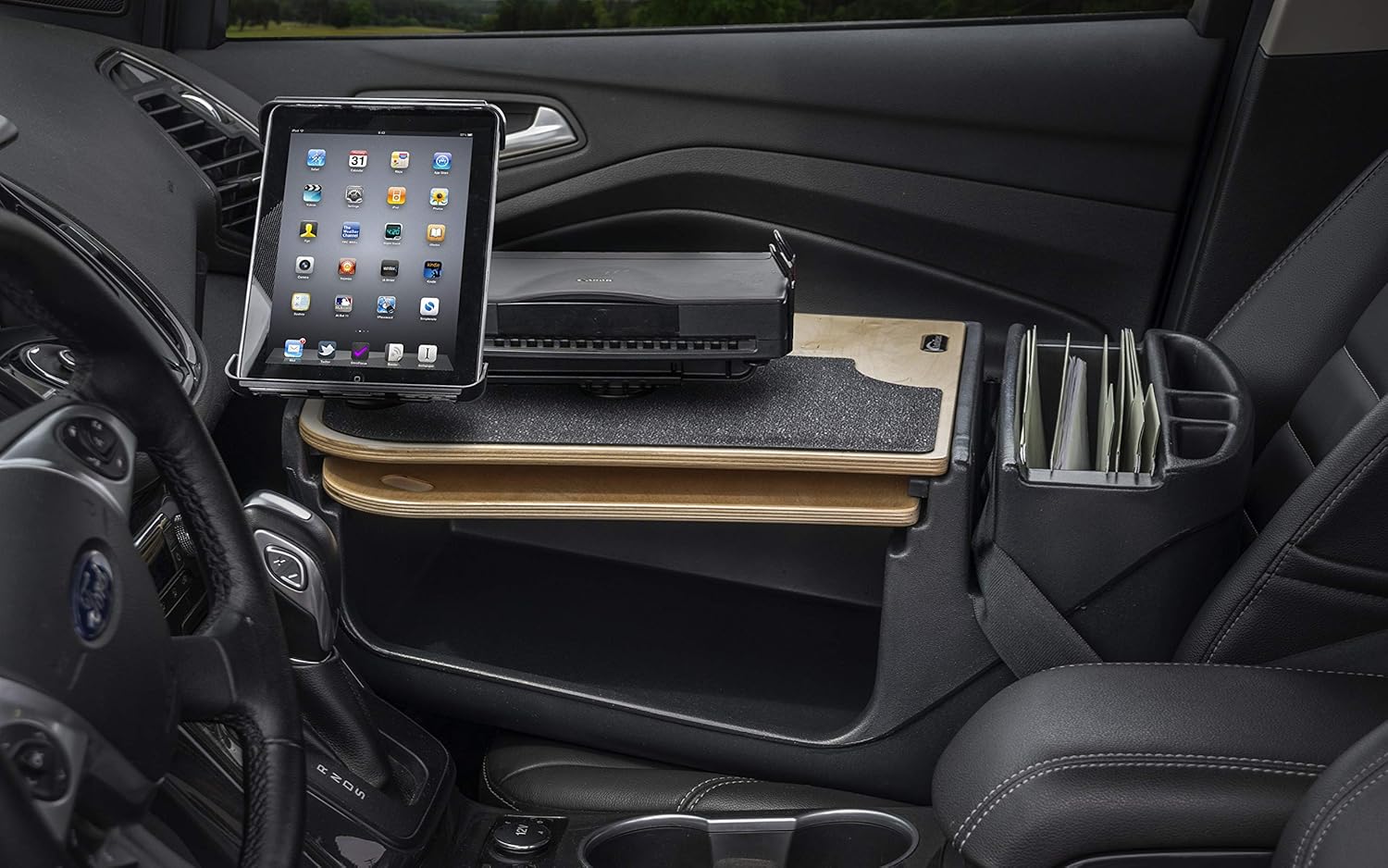 Exclusive Discount 70% Price AutoExec AUE15250 GripMaster Car Desk Birch Finish with Printer Stand and Tablet Mount Hottest Sales AutoExec AUE15250 GripMaster Car Desk Birch Finish with Printer Stand and Tablet Mount