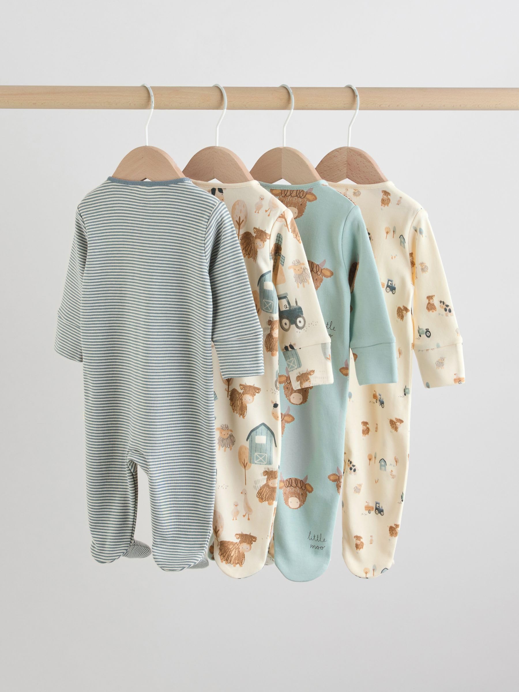 NEXT Bébé garçon Grenouillère Vache bébé, Lot de 4